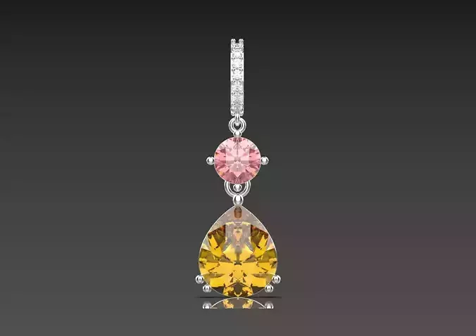 White Gold and Gemstone STL Pendant jp0293