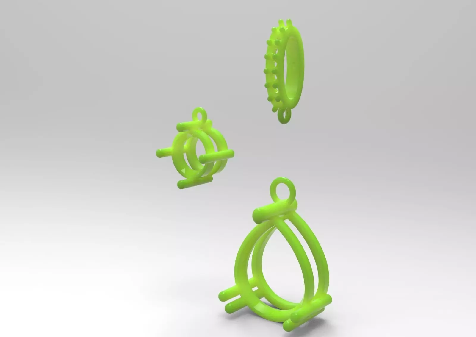 White Gold and Gemstone STL Pendant jp0293 3D print model_29