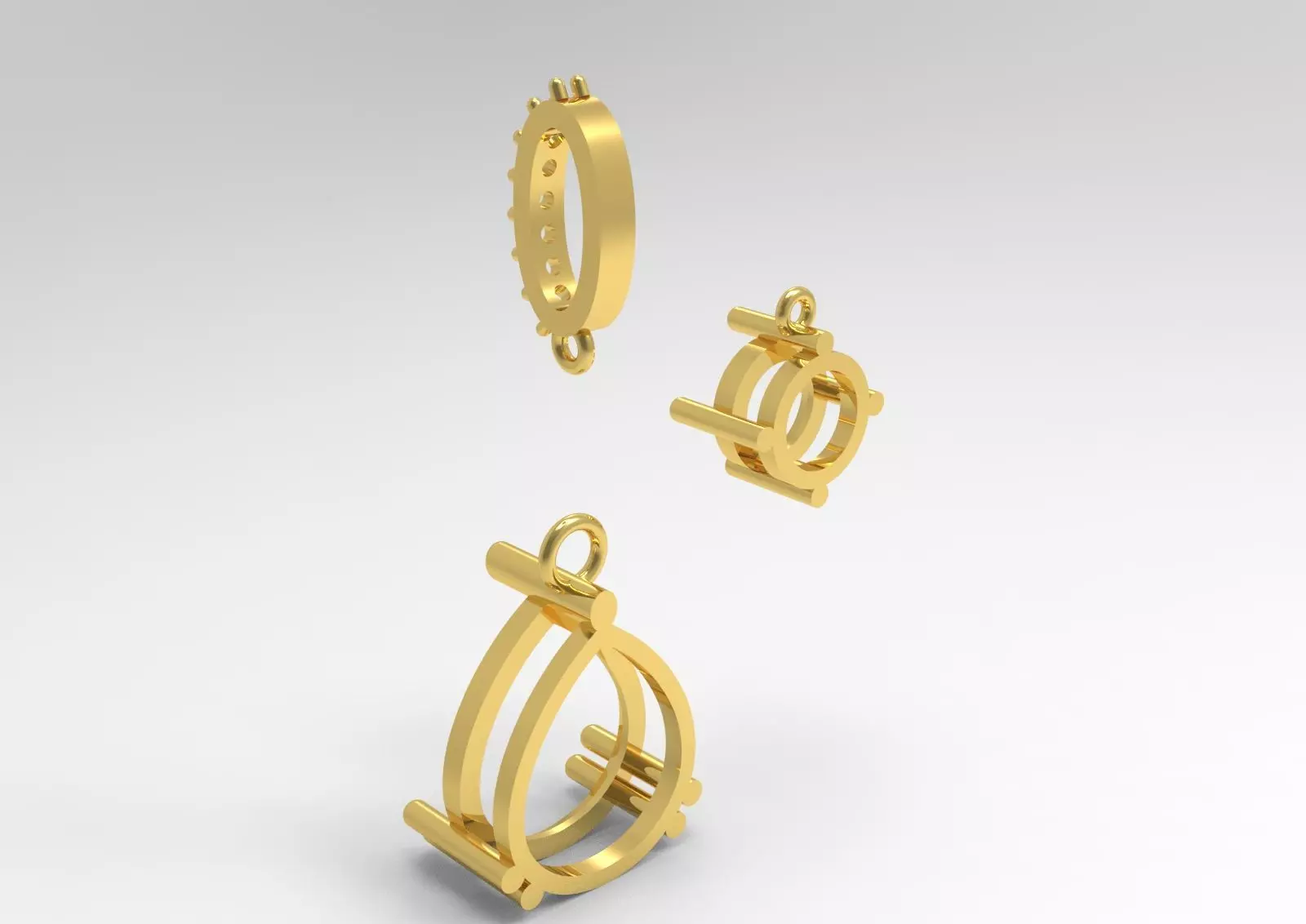 White Gold and Gemstone STL Pendant jp0293 3D print model_28