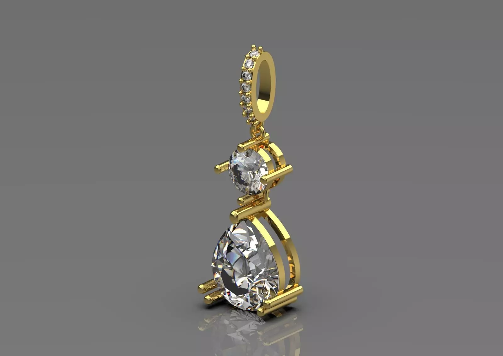 White Gold and Gemstone STL Pendant jp0293 3D print model_17