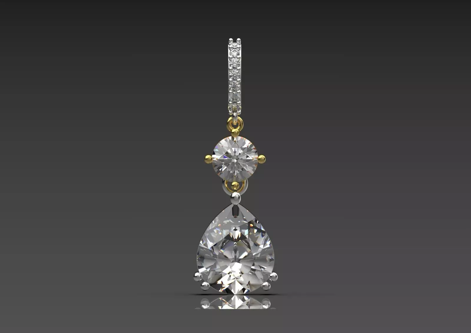 White Gold and Gemstone STL Pendant jp0293 3D print model_16