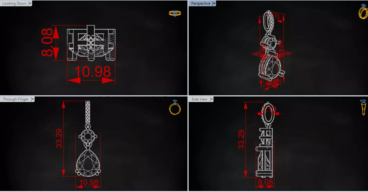 White Gold and Gemstone STL Pendant jp0293 3D print model_21