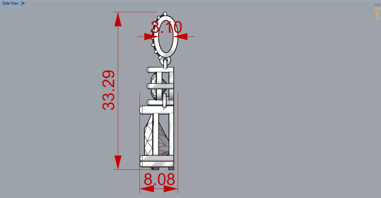 White Gold and Gemstone STL Pendant jp0293 3D print model_26