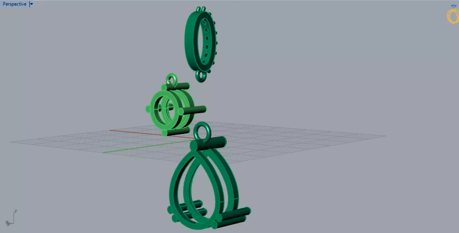 White Gold and Gemstone STL Pendant jp0293 3D print model_8