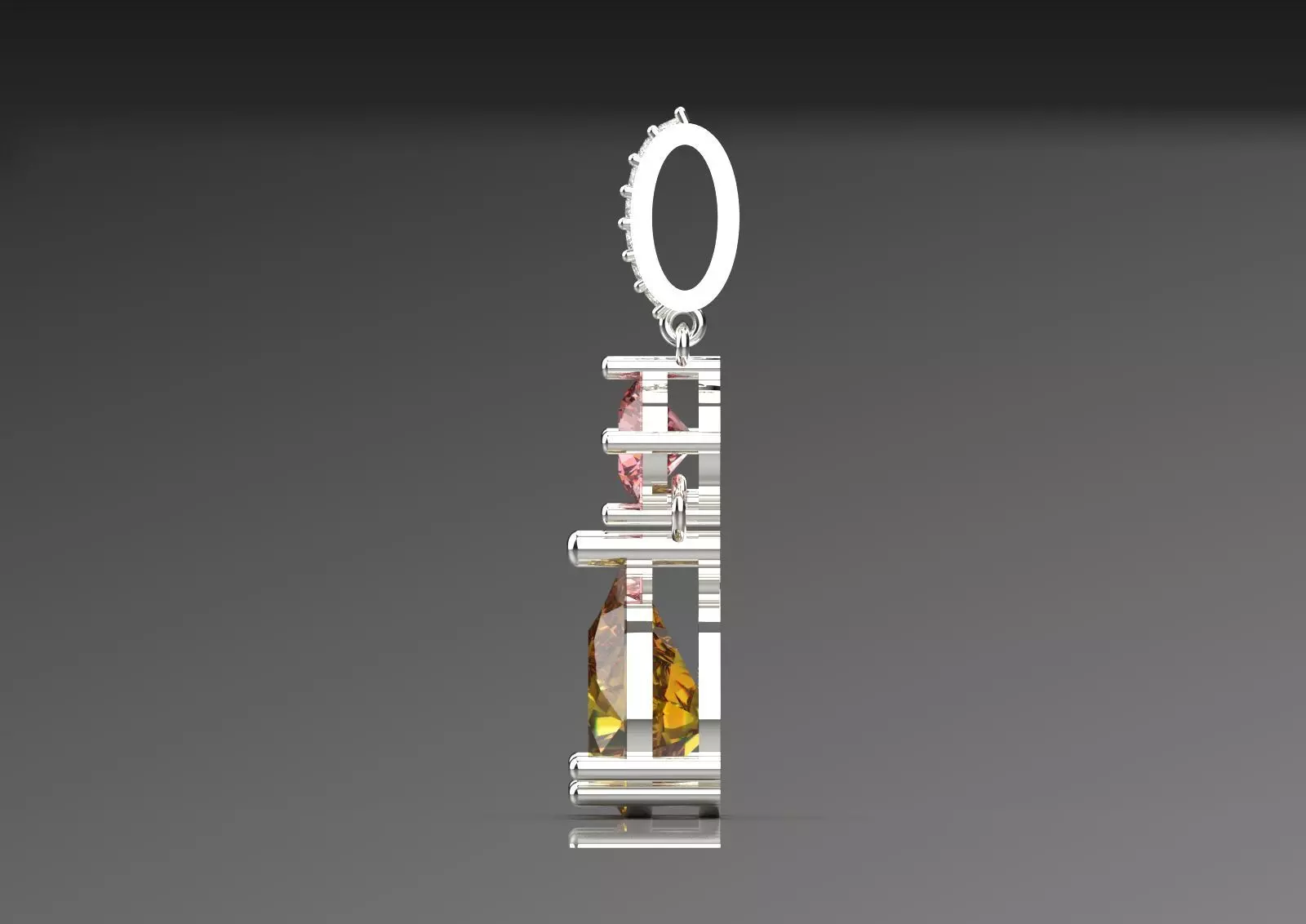 White Gold and Gemstone STL Pendant jp0293 3D print model_2