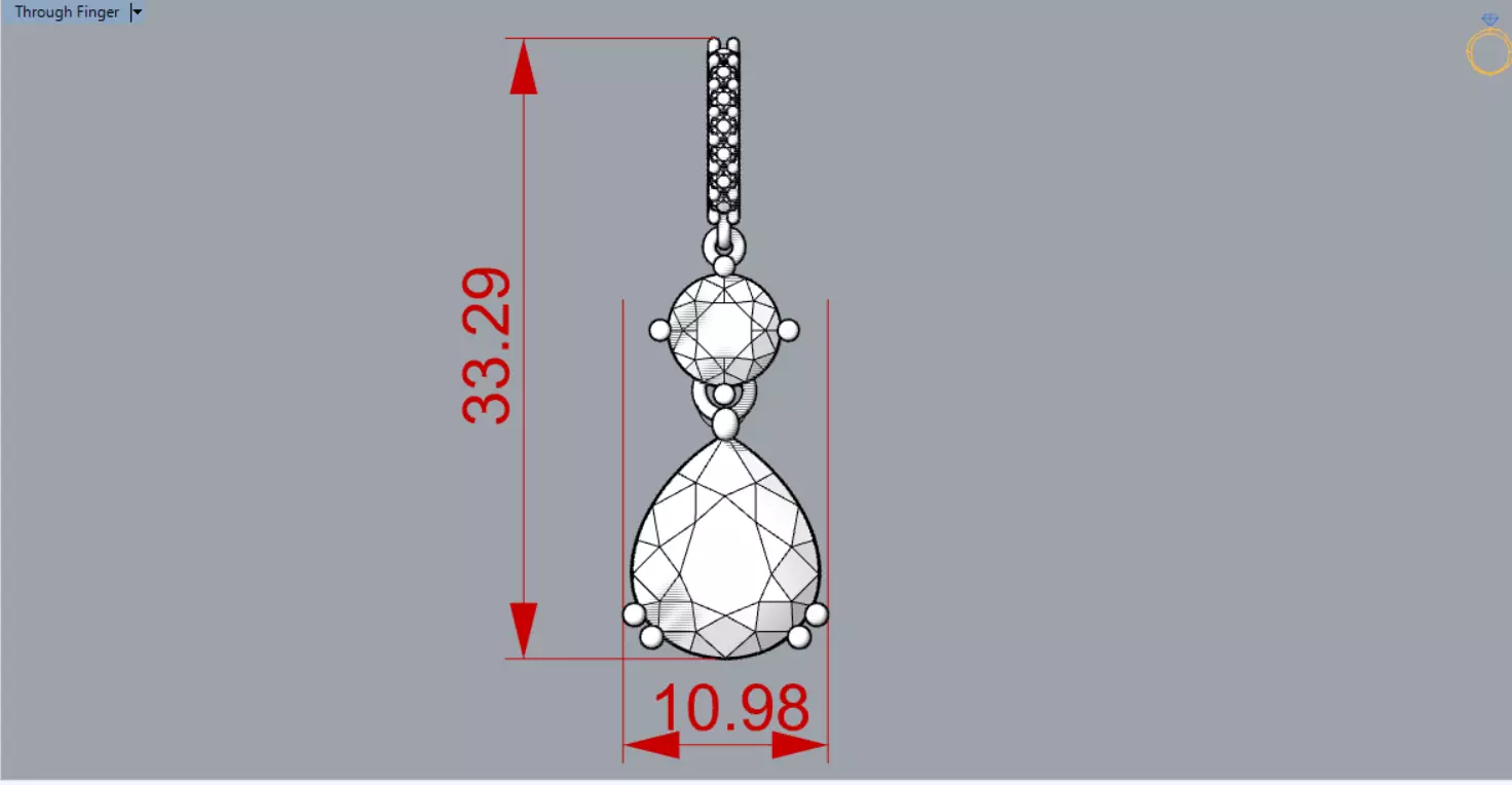 White Gold and Gemstone STL Pendant jp0293 3D print model_25