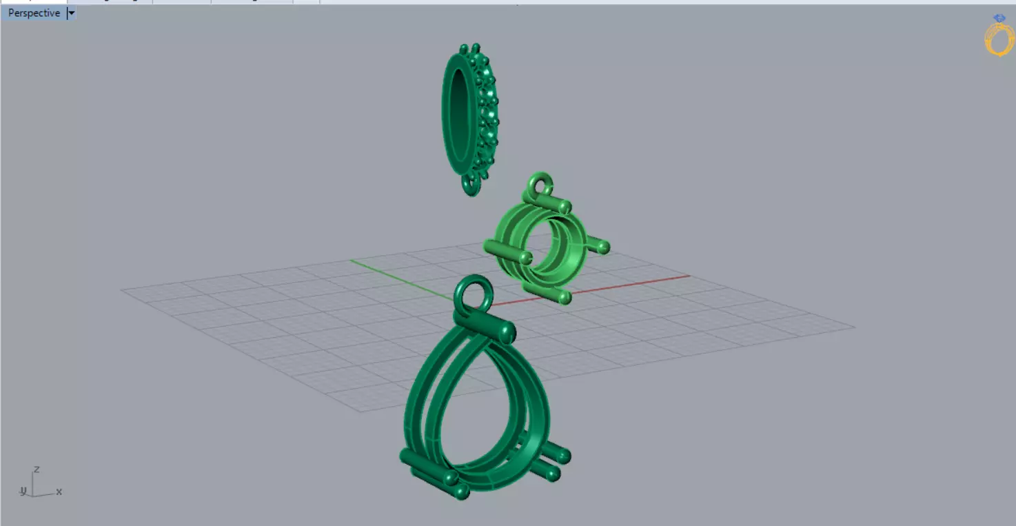 White Gold and Gemstone STL Pendant jp0293 3D print model_5