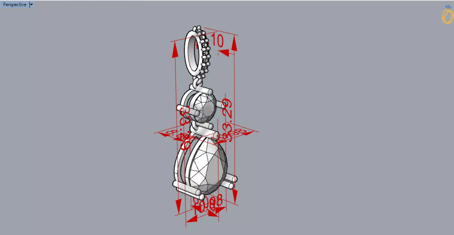 White Gold and Gemstone STL Pendant jp0293 3D print model_23