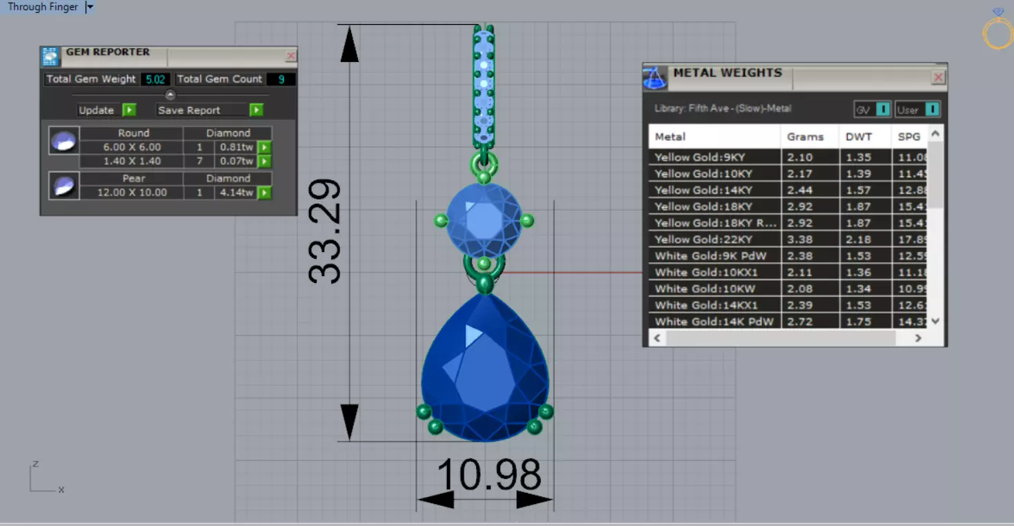 White Gold and Gemstone STL Pendant jp0293 3D print model_9