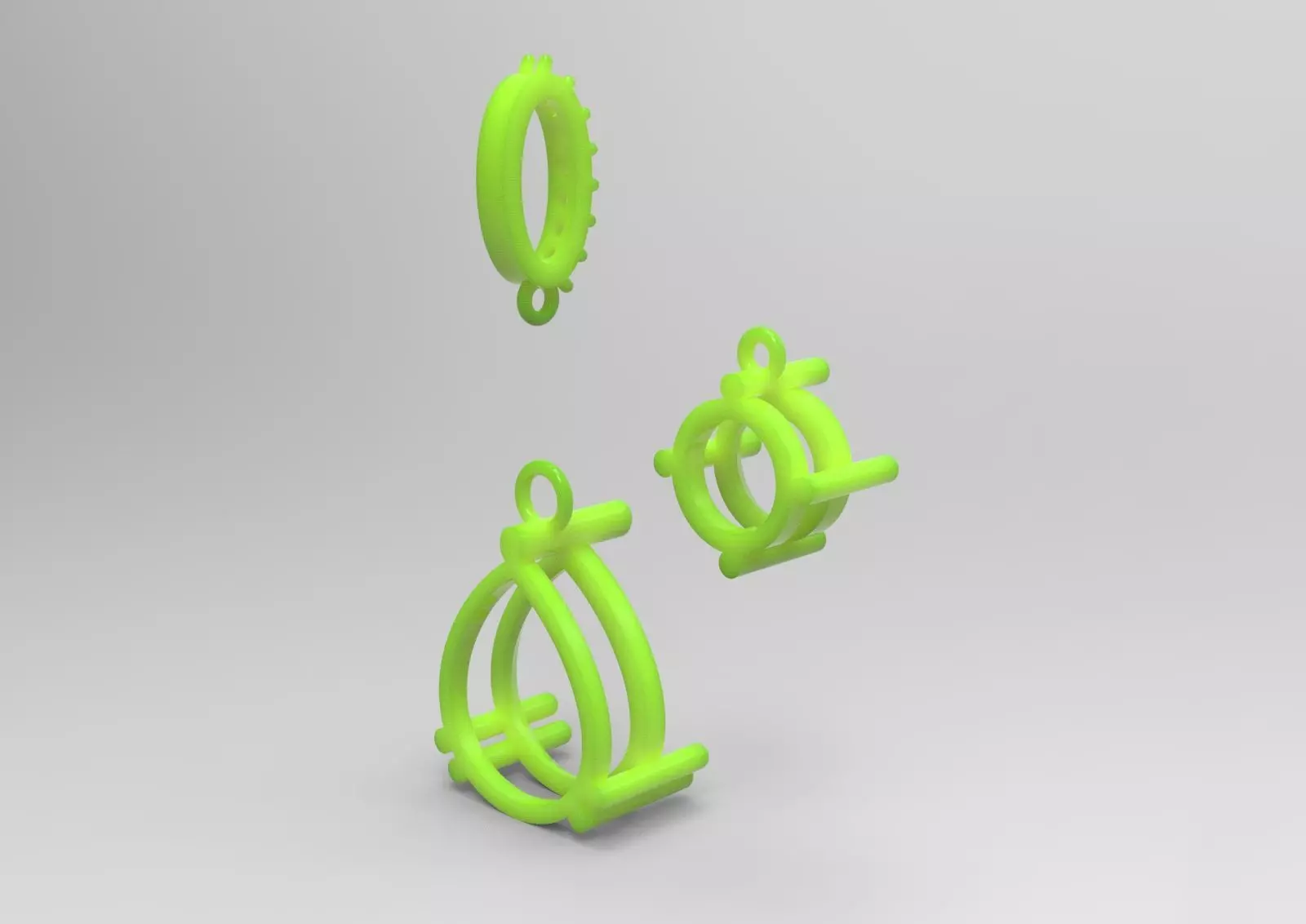 White Gold and Gemstone STL Pendant jp0293 3D print model_30