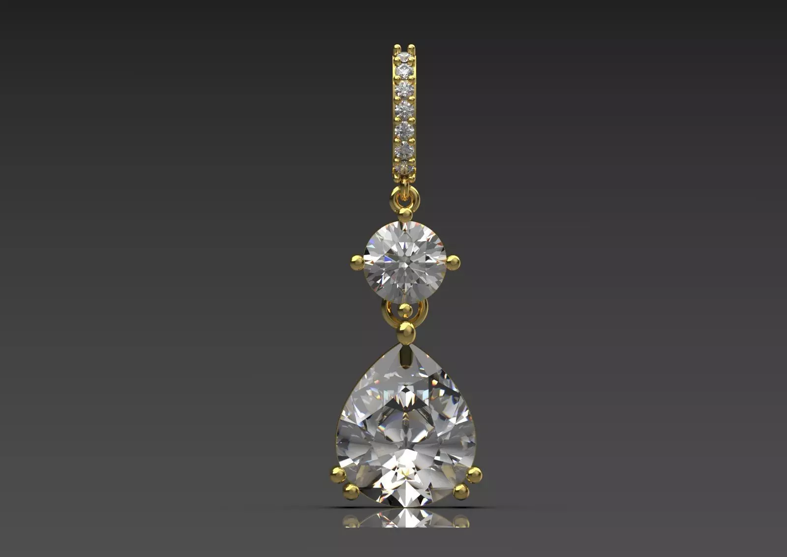 White Gold and Gemstone STL Pendant jp0293 3D print model_18