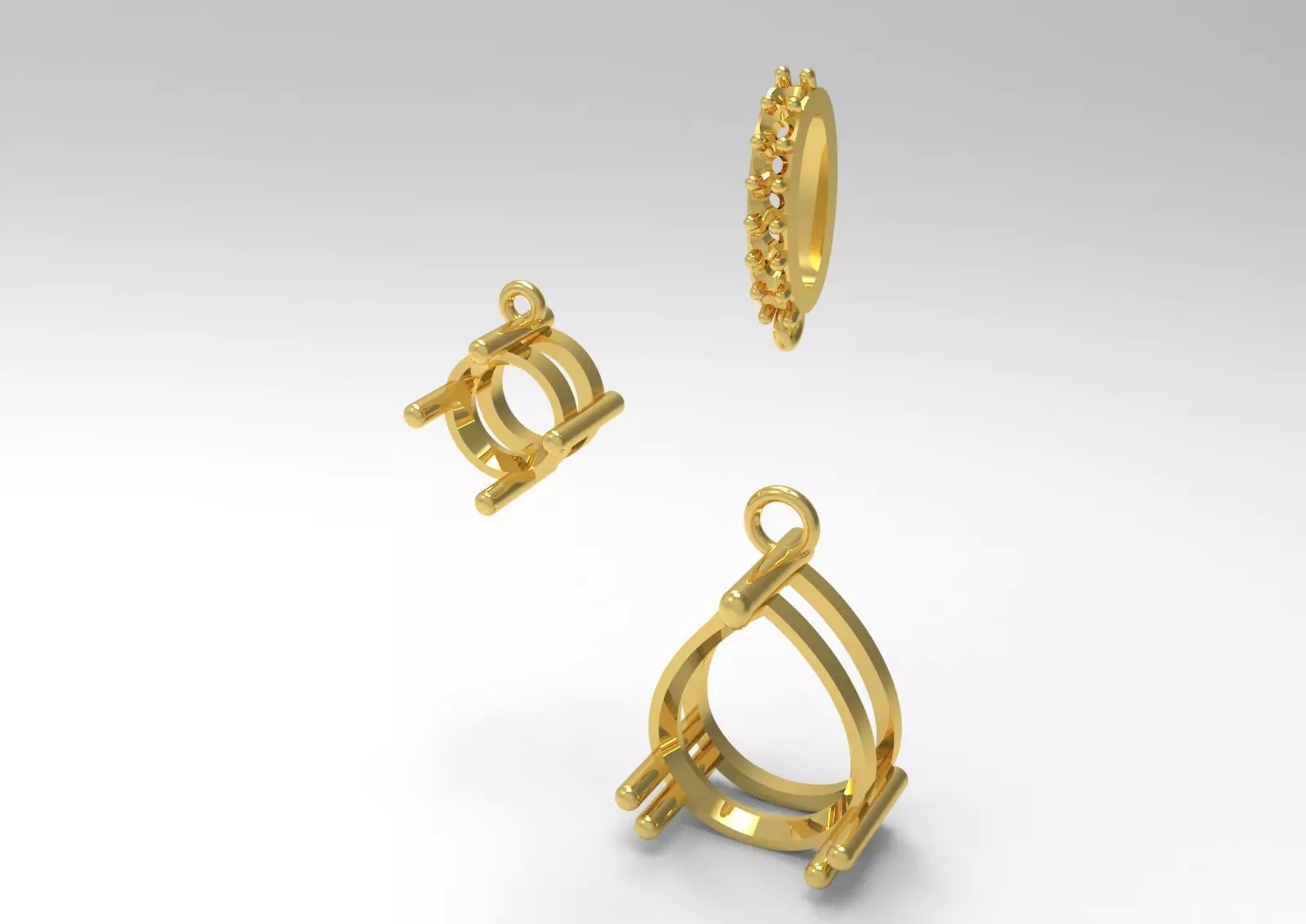 White Gold and Gemstone STL Pendant jp0293 3D print model_27