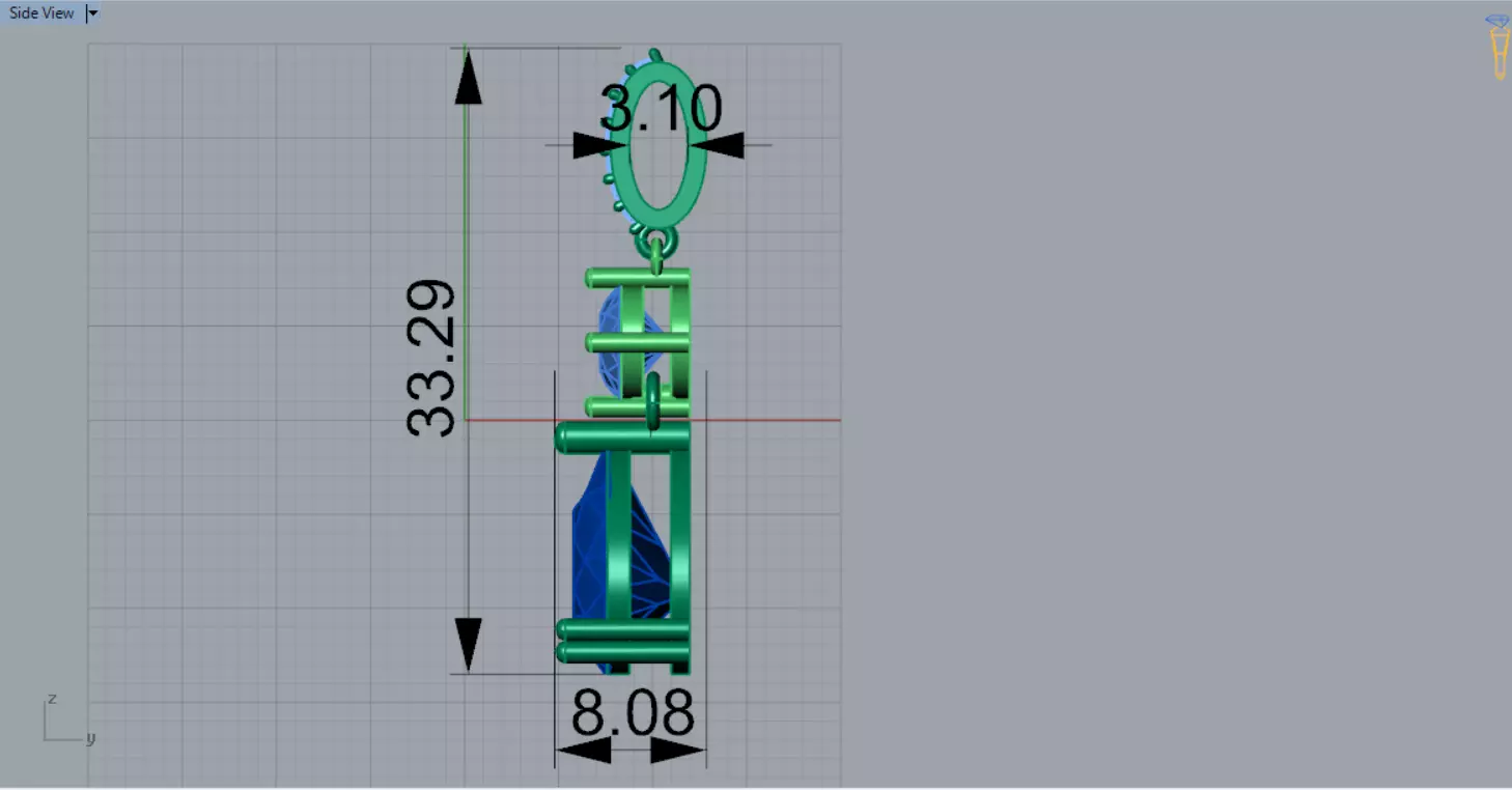 White Gold and Gemstone STL Pendant jp0293 3D print model_13