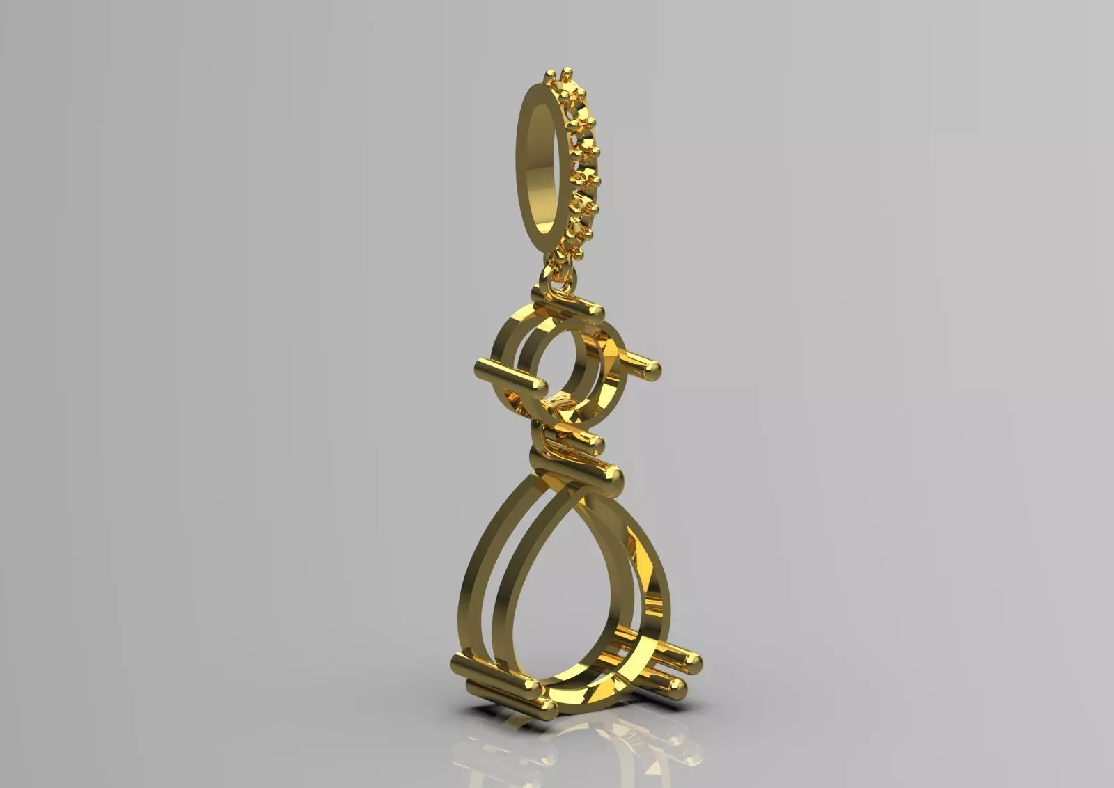 White Gold and Gemstone STL Pendant jp0293 3D print model_19