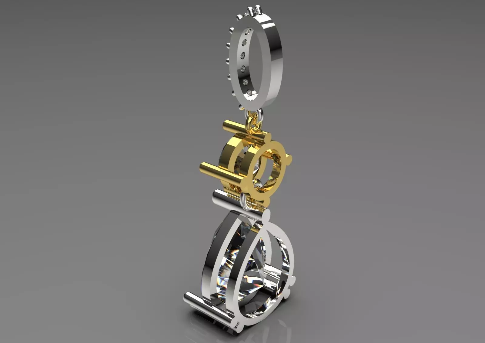 White Gold and Gemstone STL Pendant jp0293 3D print model_15