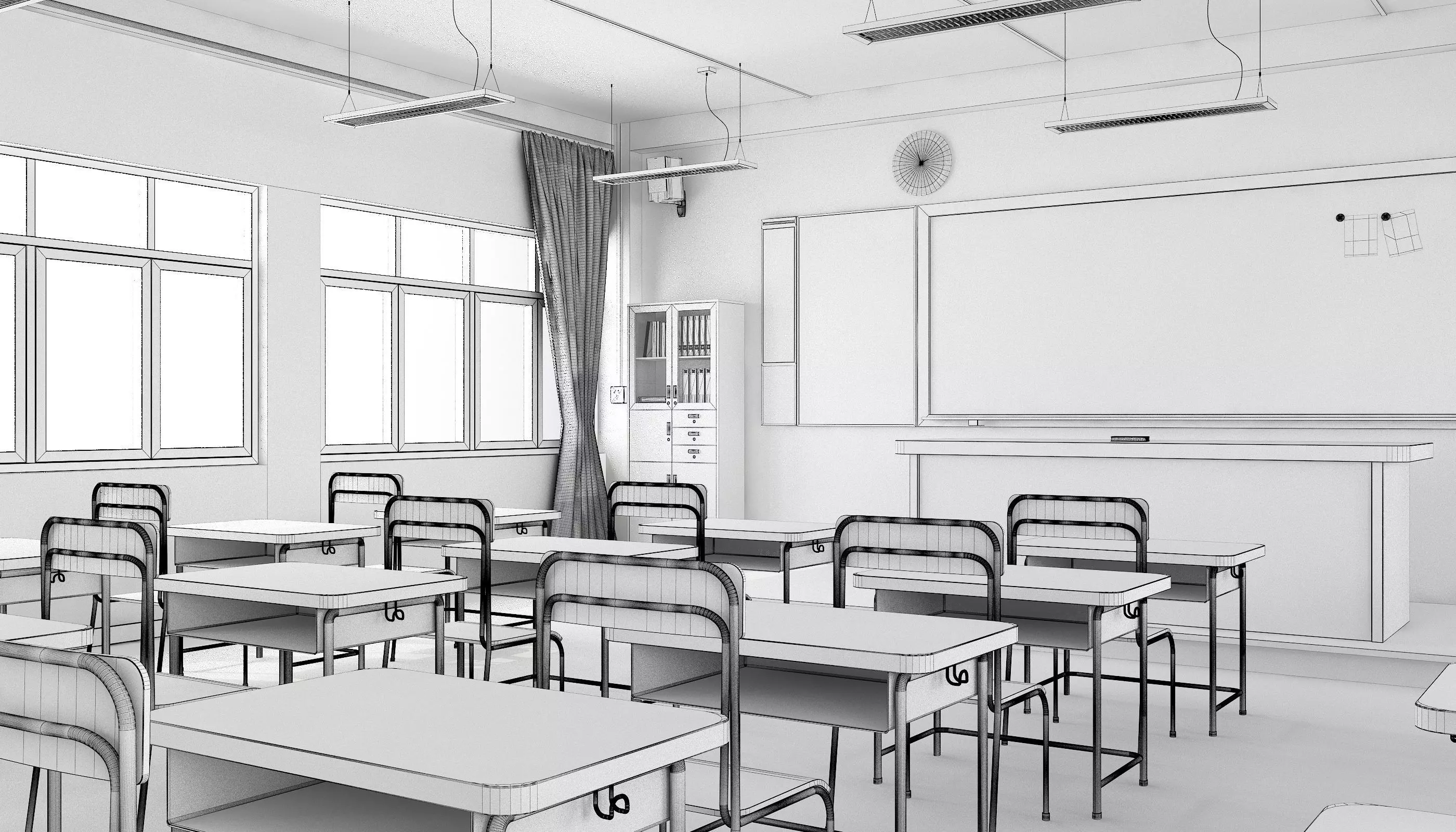 Modern School Classroom 3D model_9