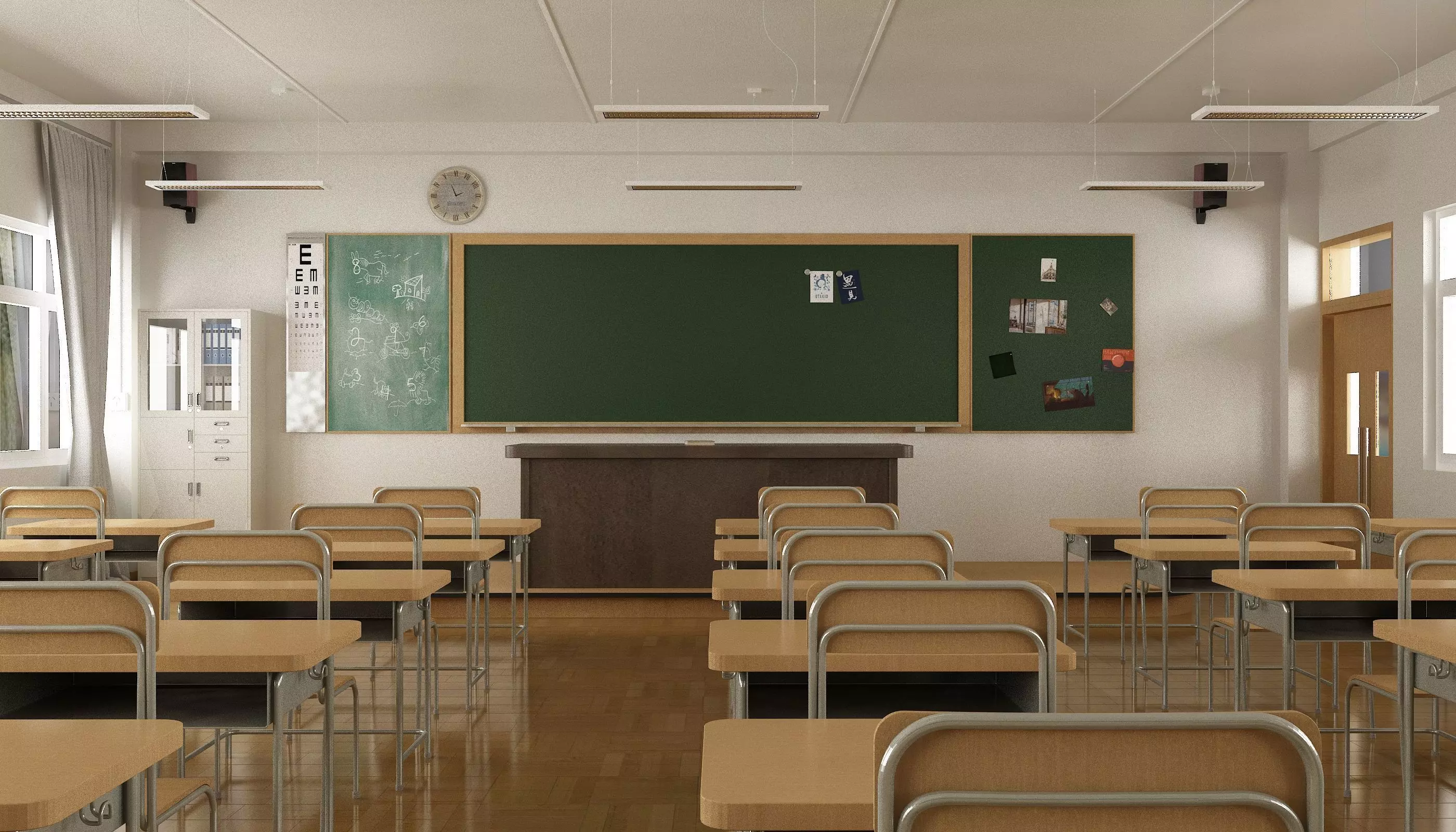 Modern School Classroom 3D model_2