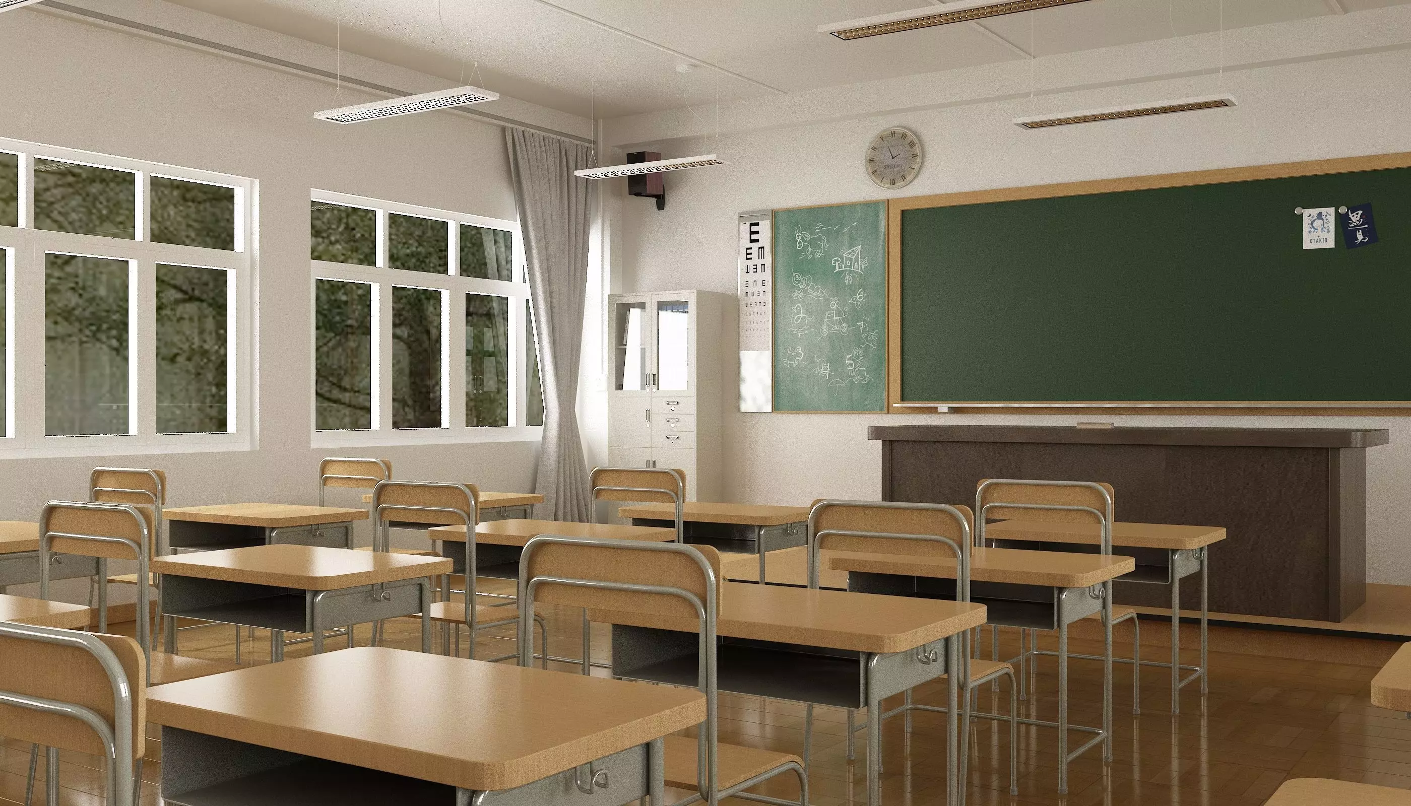Modern School Classroom 3D model_3