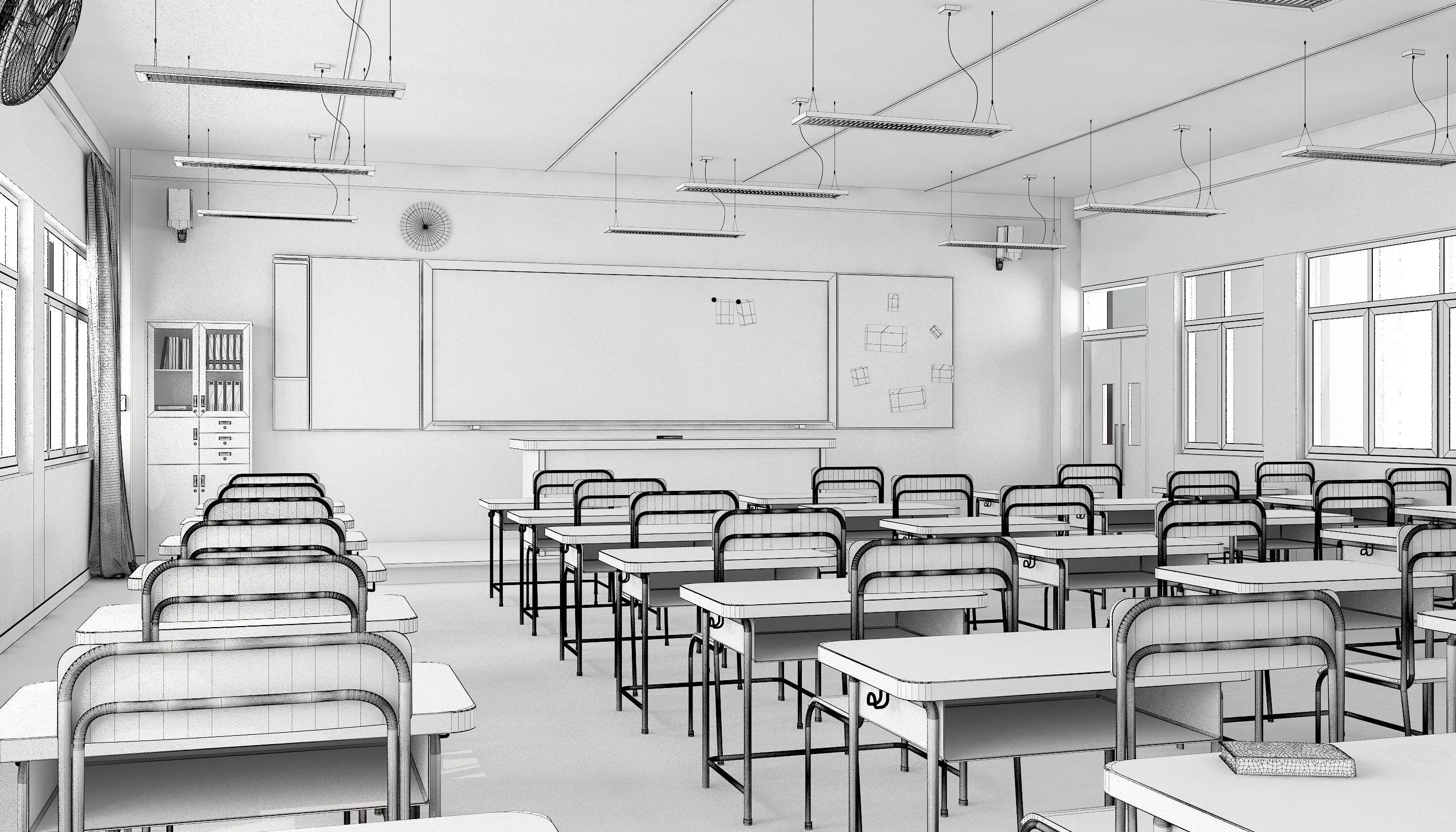 Modern School Classroom 3D model_5