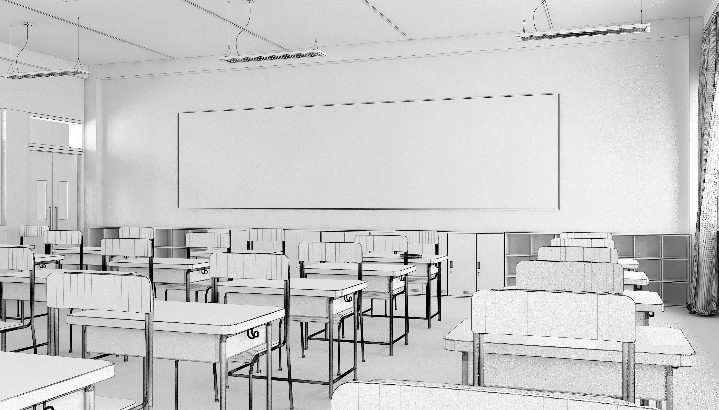 Modern School Classroom 3D model_8