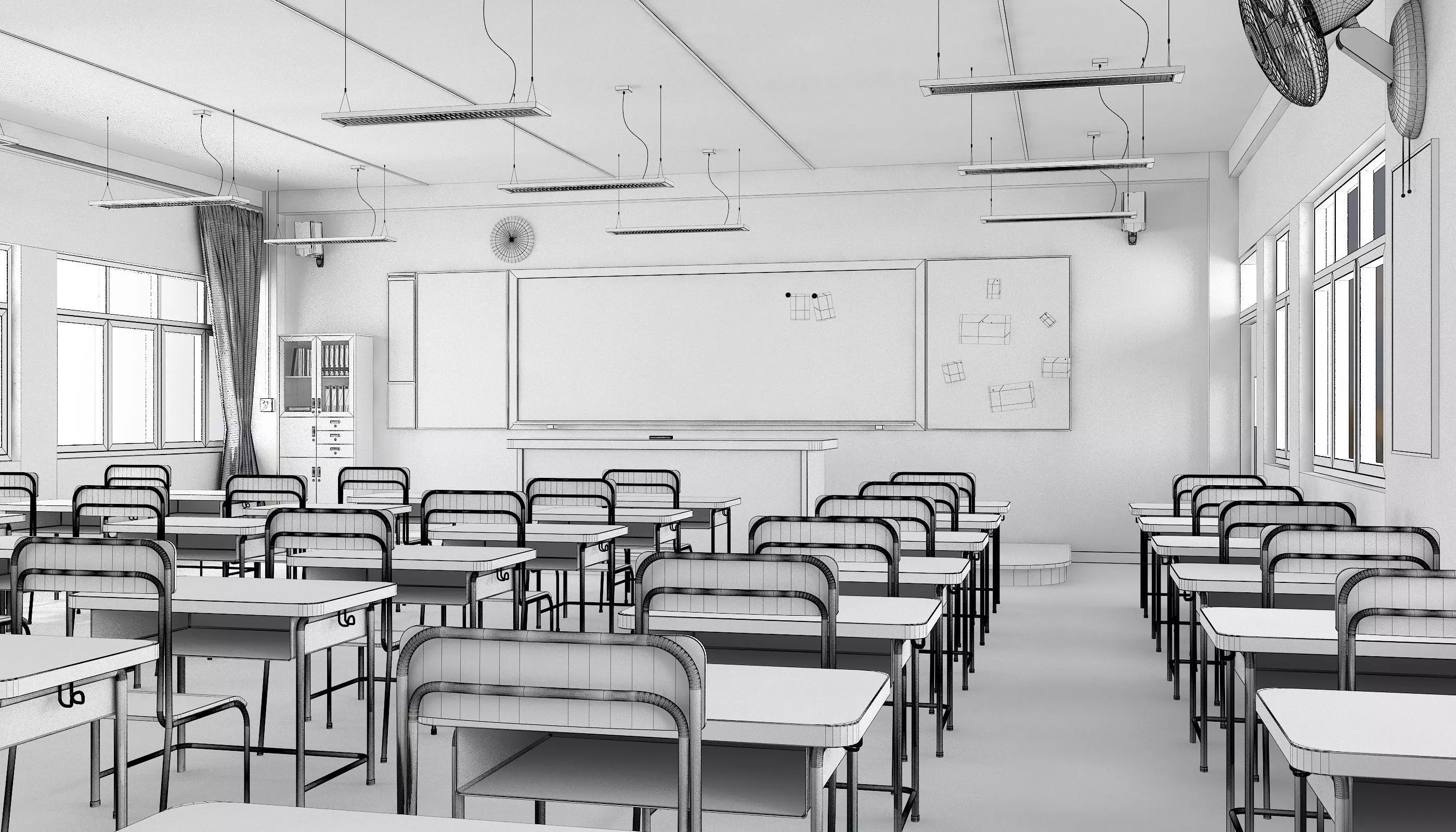 Modern School Classroom 3D model_6