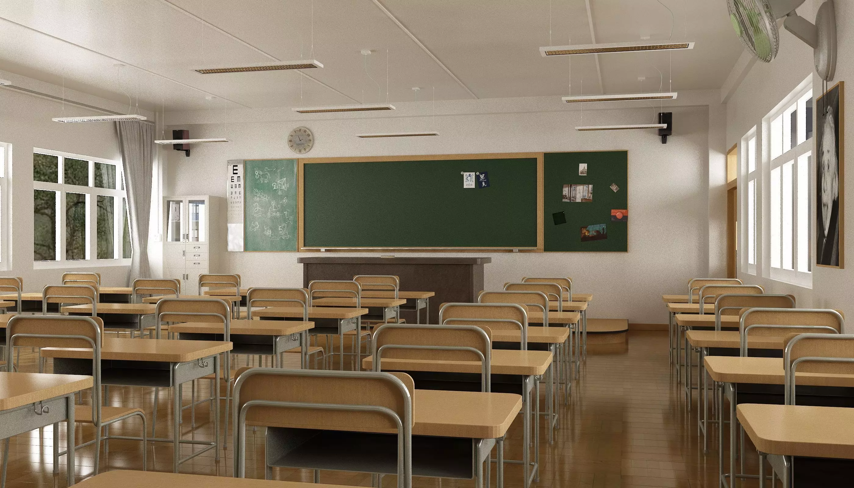 Modern School Classroom 3D model_0