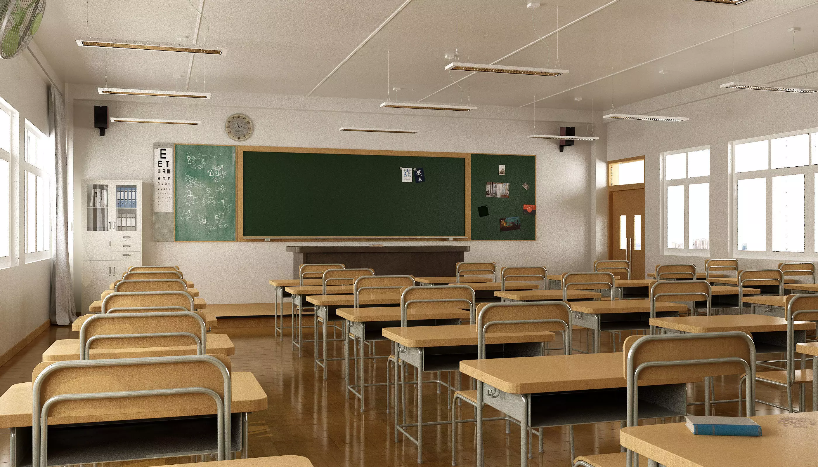 Modern School Classroom 3D model_1