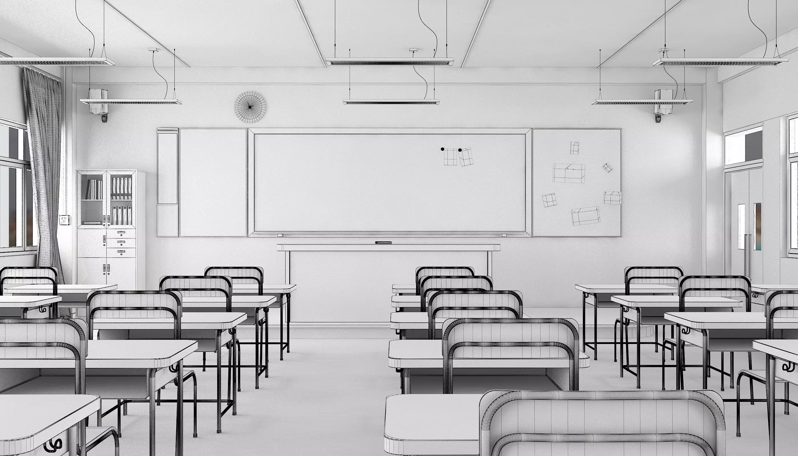 Modern School Classroom 3D model_7