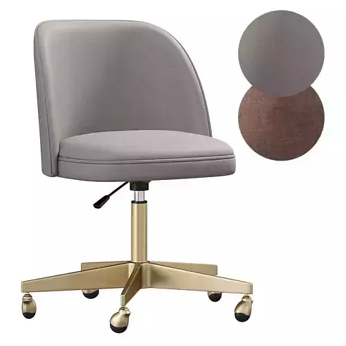 Alessa Antiqued Brass Grey Leather Desk Chair Low-poly 3D model