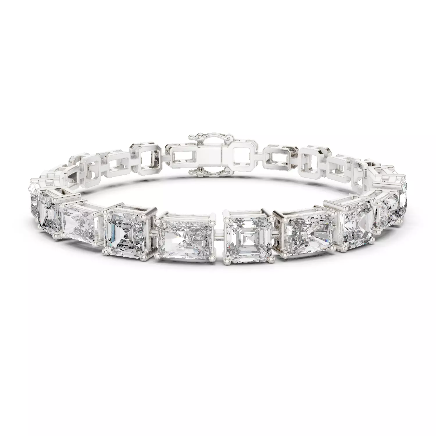 Radiant and Asscher Diamond Bracelet Woman 3DM STL Video 3D print model_2