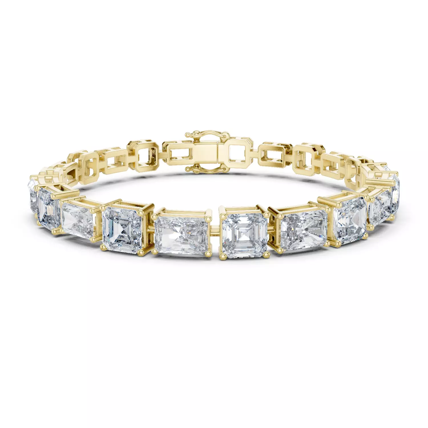 Radiant and Asscher Diamond Bracelet Woman 3DM STL Video 3D print model_1