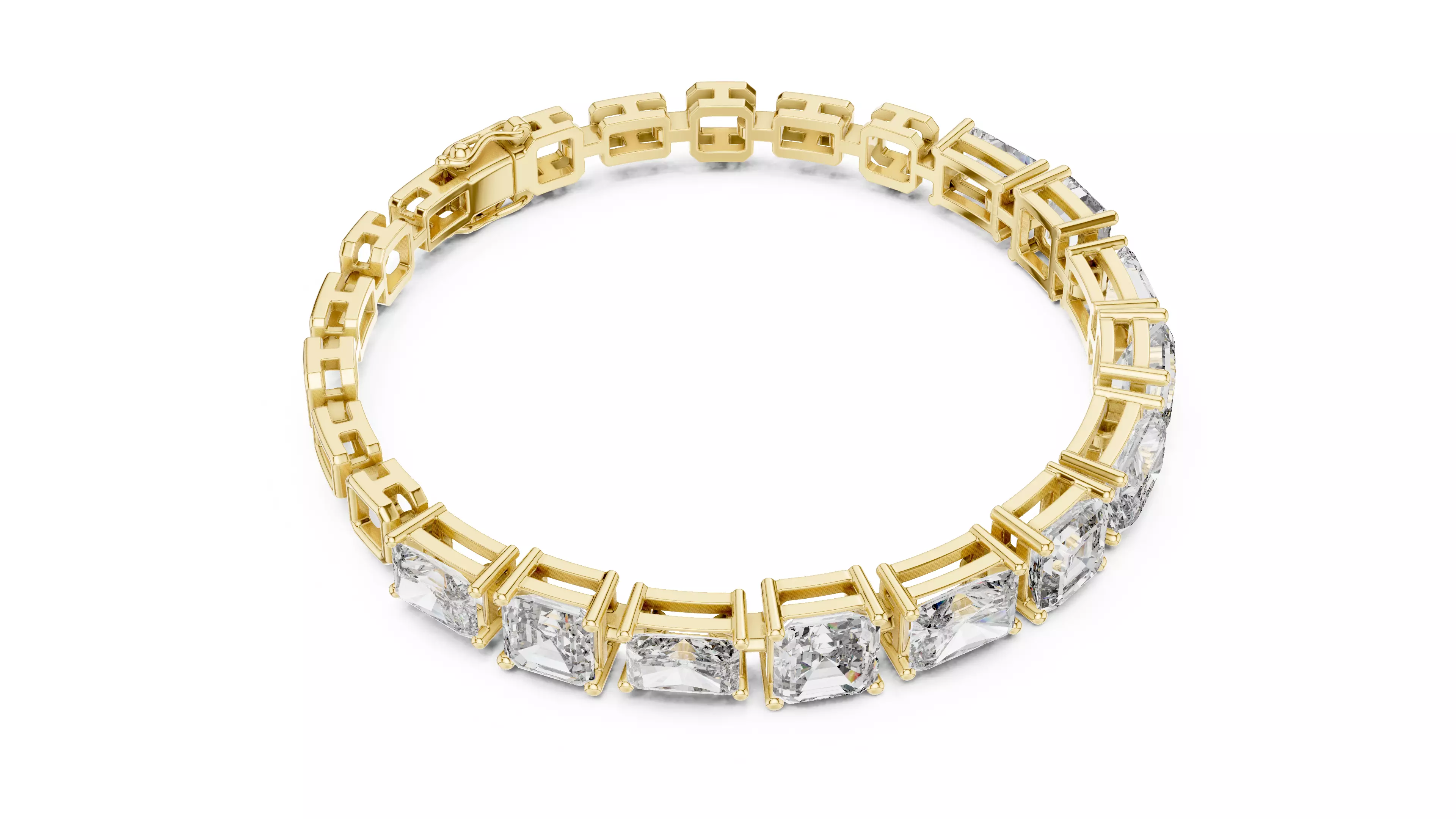 Radiant and Asscher Diamond Bracelet Woman 3DM STL Video 3D print model_8