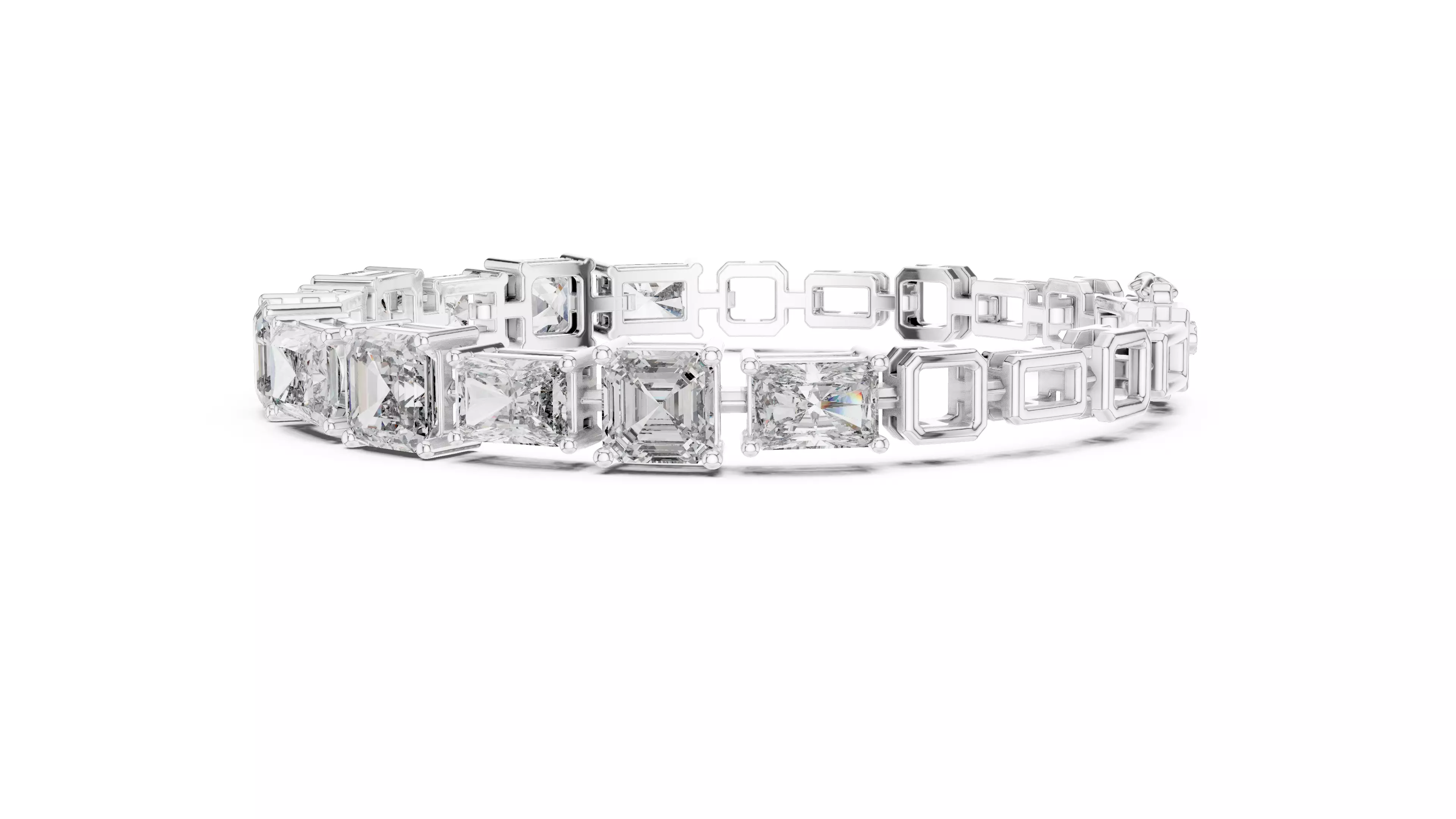 Radiant and Asscher Diamond Bracelet Woman 3DM STL Video 3D print model_13