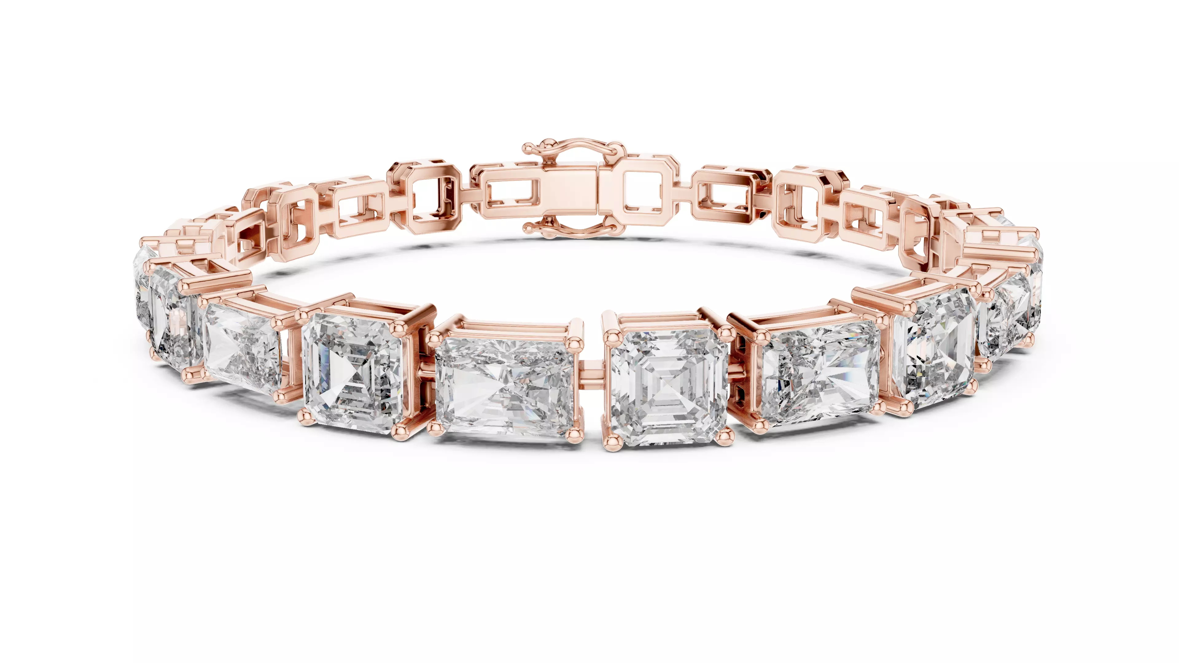 Radiant and Asscher Diamond Bracelet Woman 3DM STL Video 3D print model_6