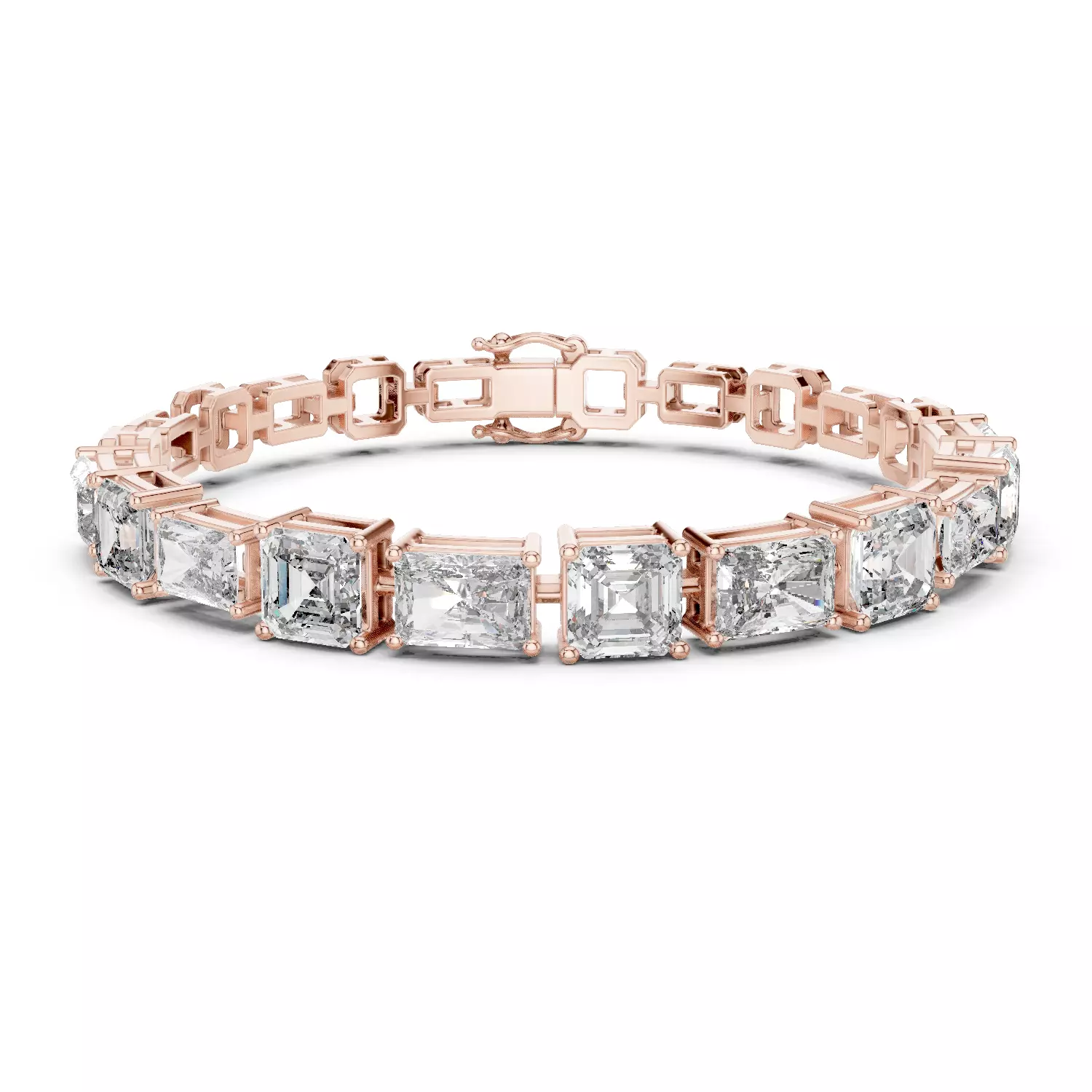 Radiant and Asscher Diamond Bracelet Woman 3DM STL Video 3D print model_0