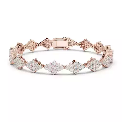 Round Cut Cluster Diamond Bracelet Woman 3DM STL Video
