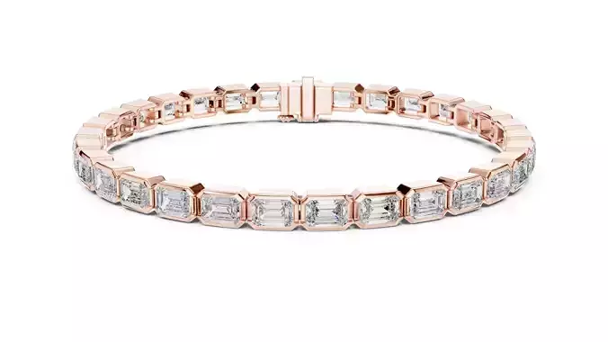 Bezel Set Emerald Cut Diamond Bracelet Woman 3DM STL Video 3D print model