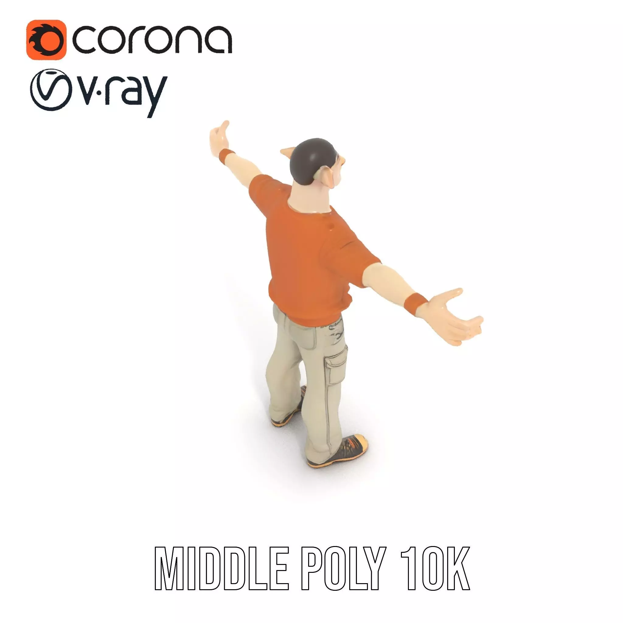 Fantasy Elf Character Model Pack with Casual Outfit Low-poly 3D model_6