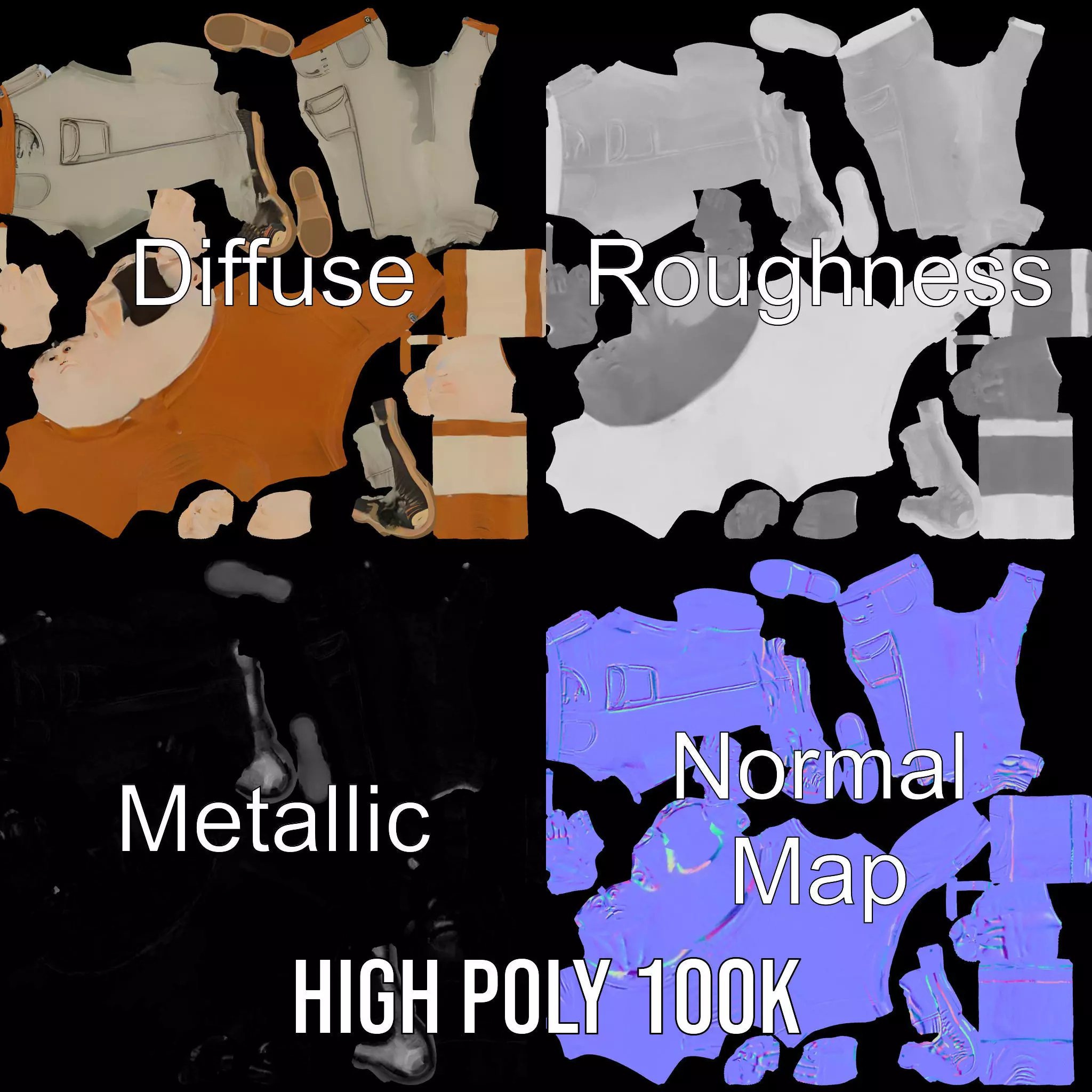 Fantasy Elf Character Model Pack with Casual Outfit Low-poly 3D model_3