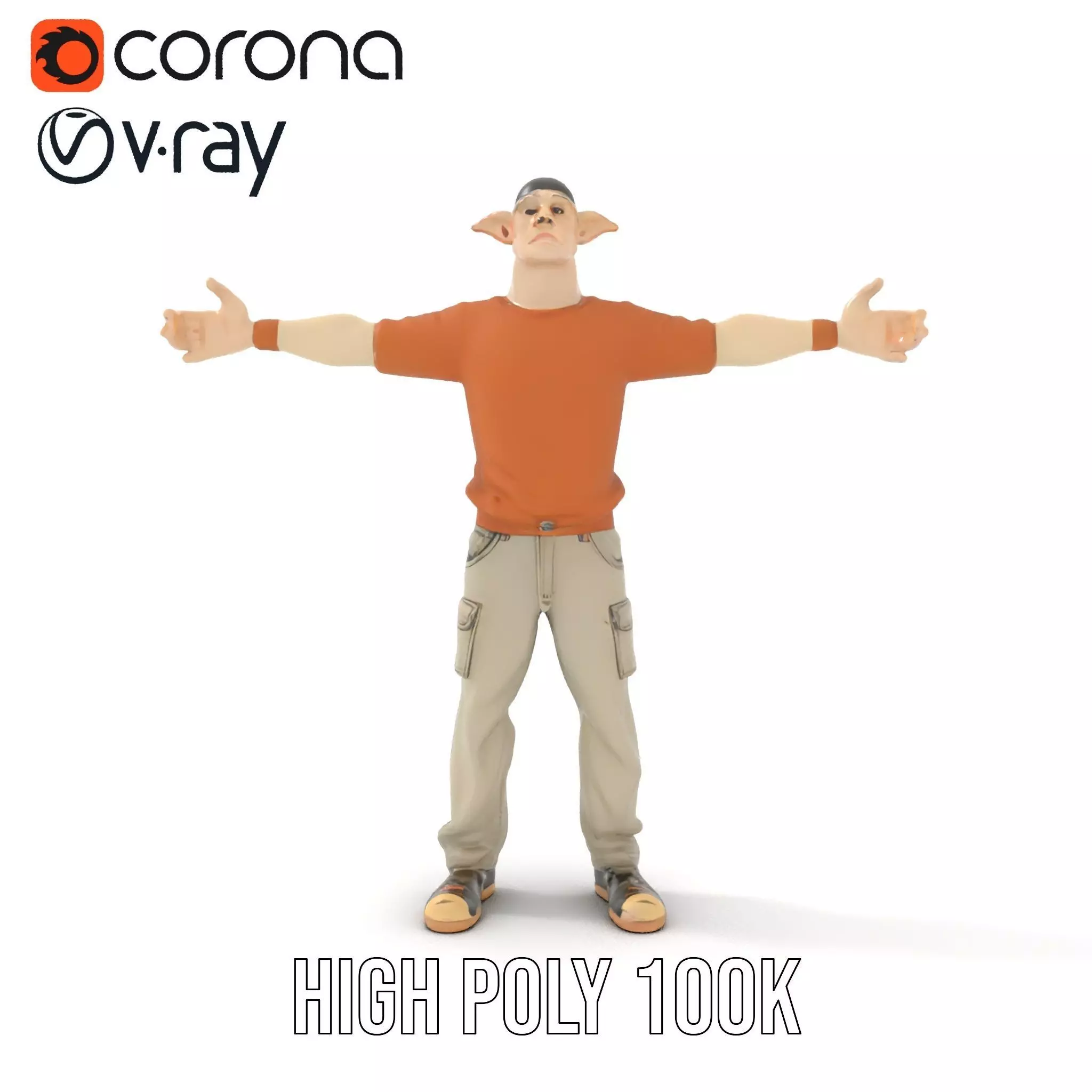 Fantasy Elf Character Model Pack with Casual Outfit Low-poly 3D model_9