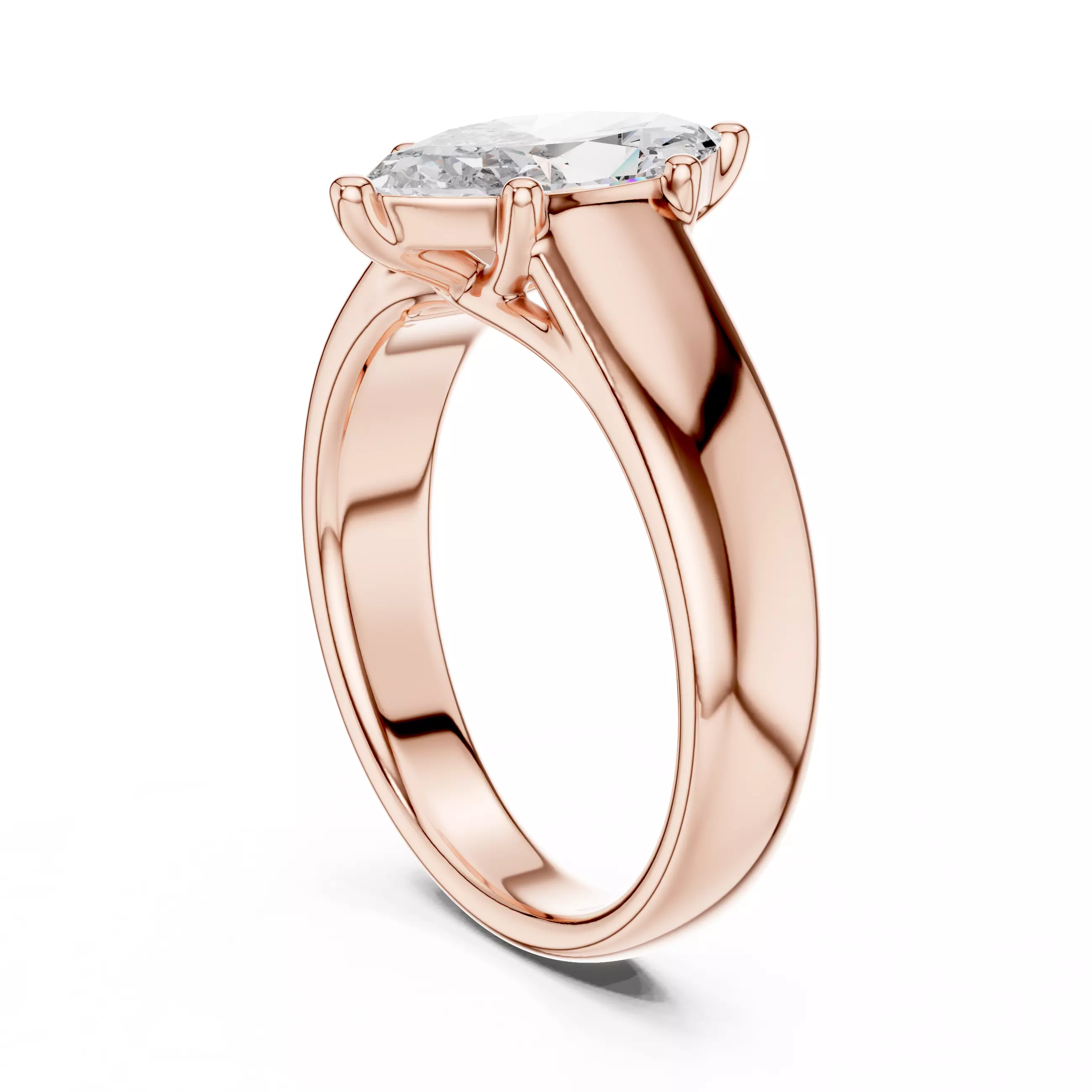 Marquise Mono Solitaire Ring 3dm stl renders animation videos 3D print model_8