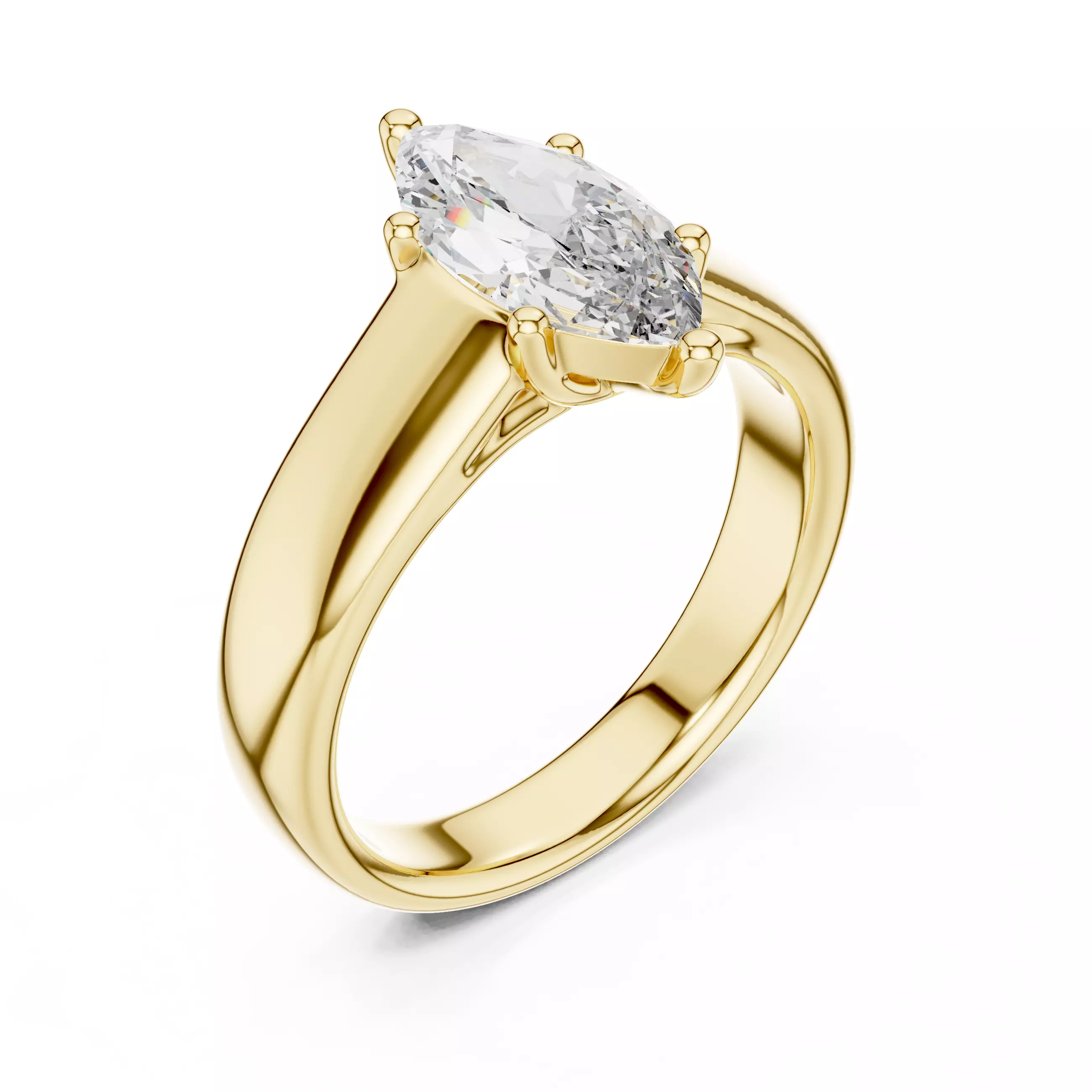 Marquise Mono Solitaire Ring 3dm stl renders animation videos 3D print model_13