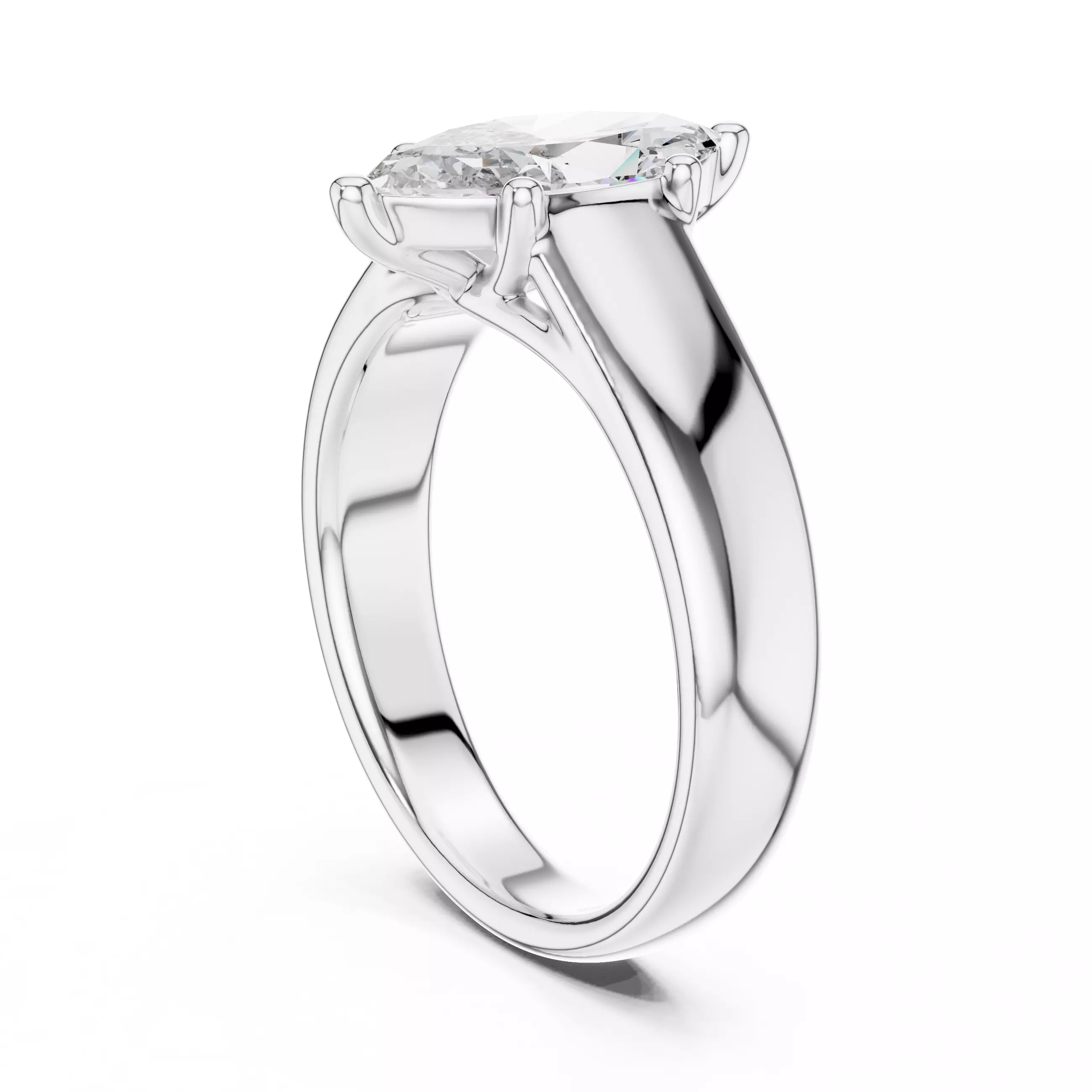 Marquise Mono Solitaire Ring 3dm stl renders animation videos 3D print model_10