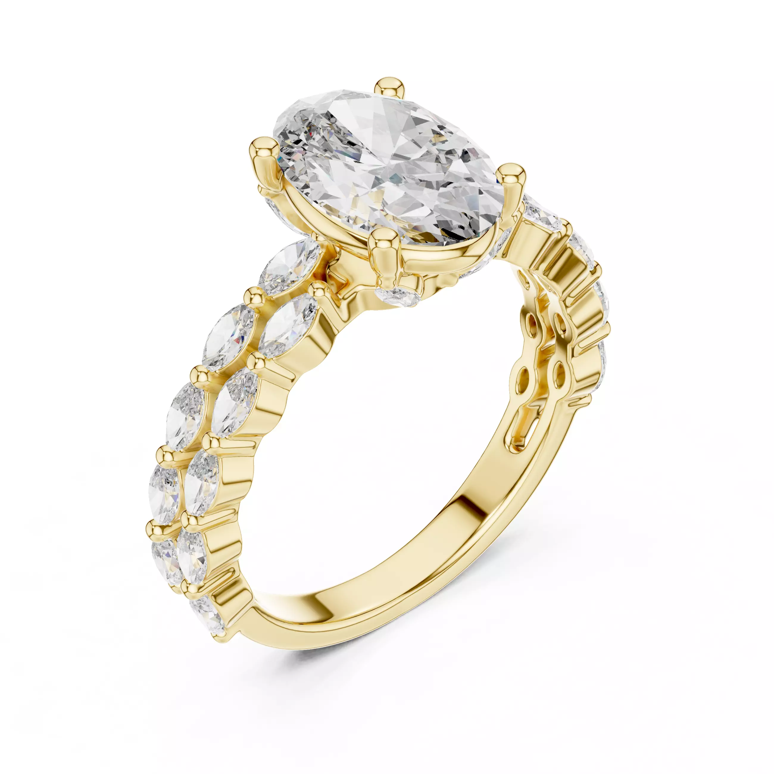 Oval Solitaire Ring 3dm stl renders animation videos details 3D print model_13