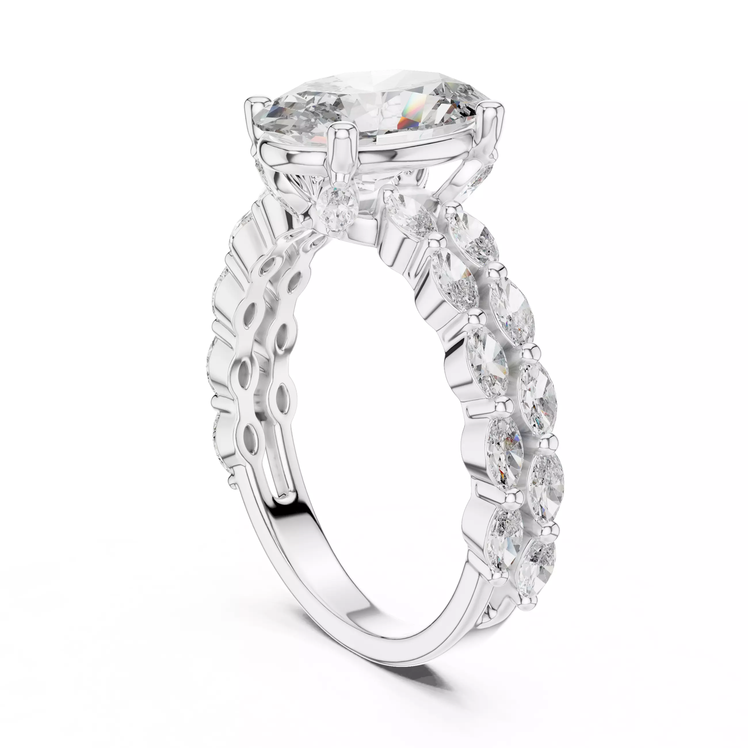 Oval Solitaire Ring 3dm stl renders animation videos details 3D print model_10