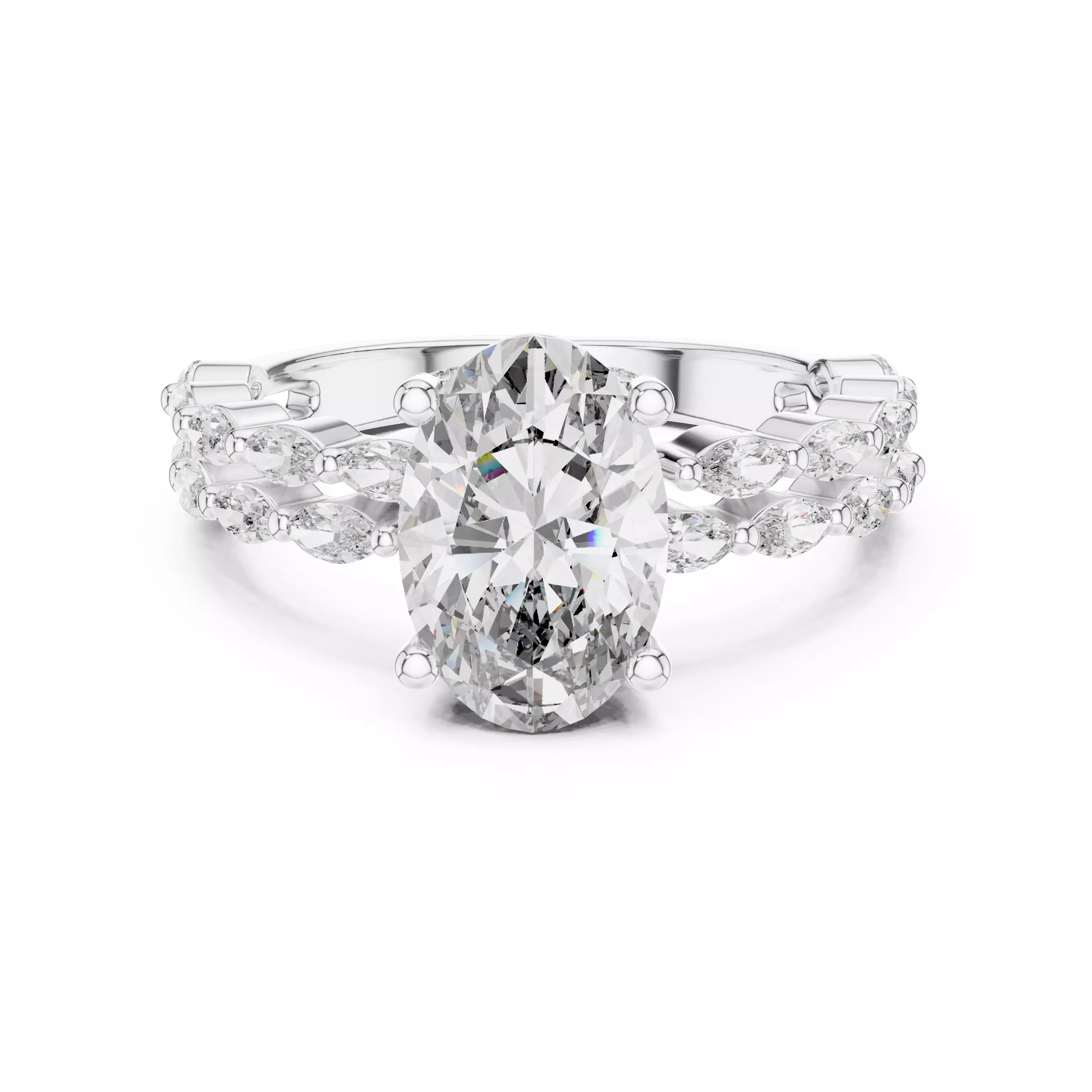 Oval Solitaire Ring 3dm stl renders animation videos details 3D print model_3