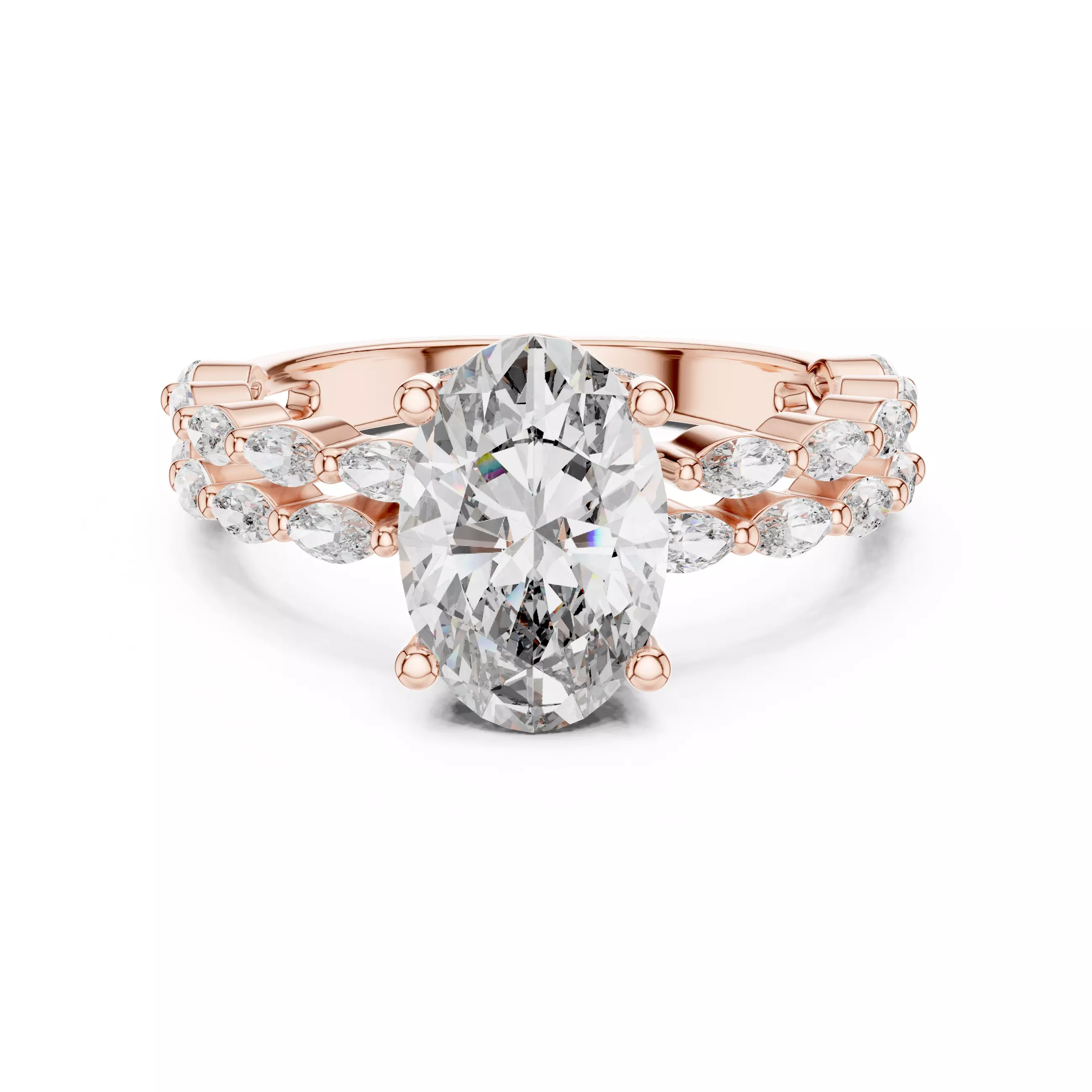 Oval Solitaire Ring 3dm stl renders animation videos details 3D print model_0