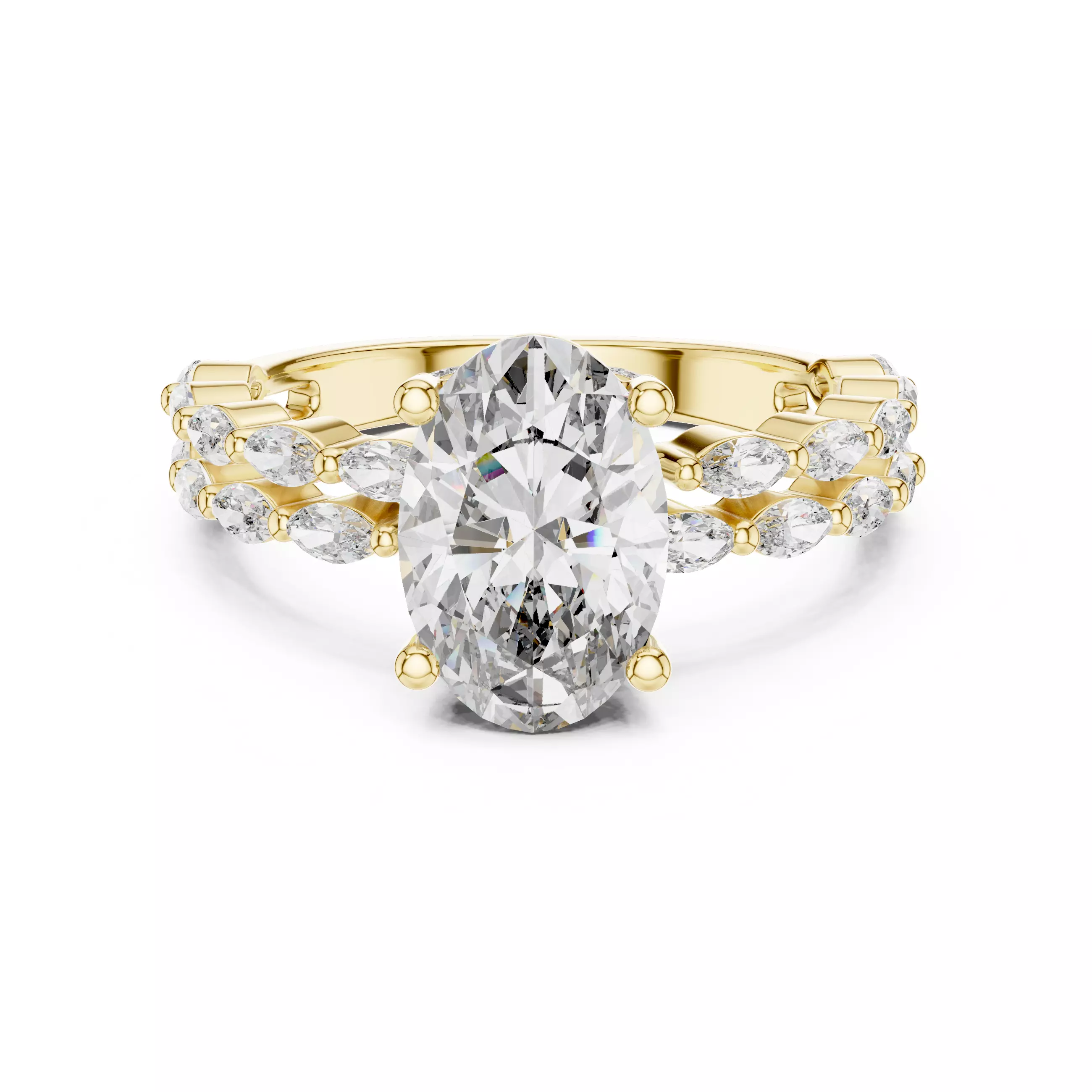 Oval Solitaire Ring 3dm stl renders animation videos details 3D print model_5