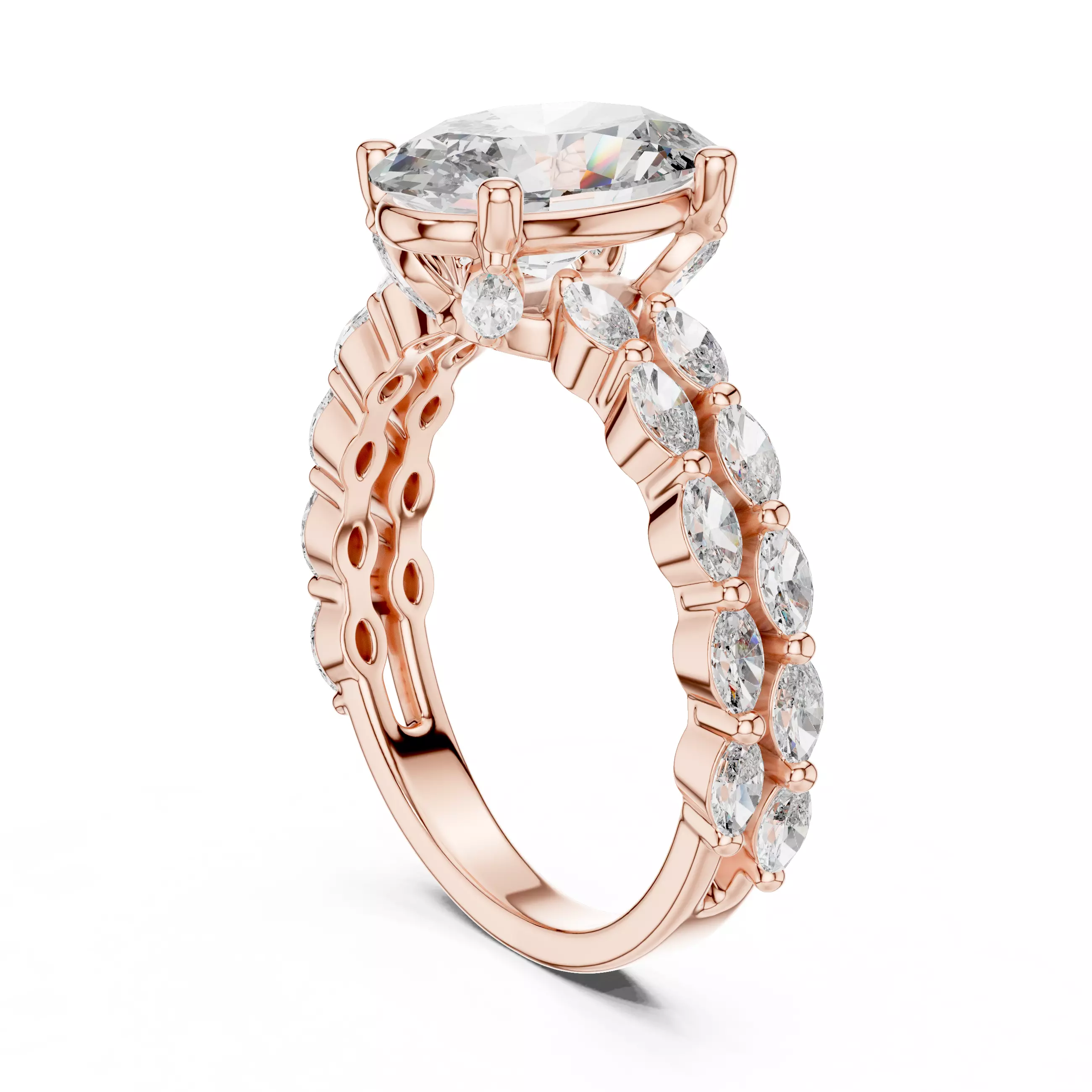 Oval Solitaire Ring 3dm stl renders animation videos details 3D print model_8