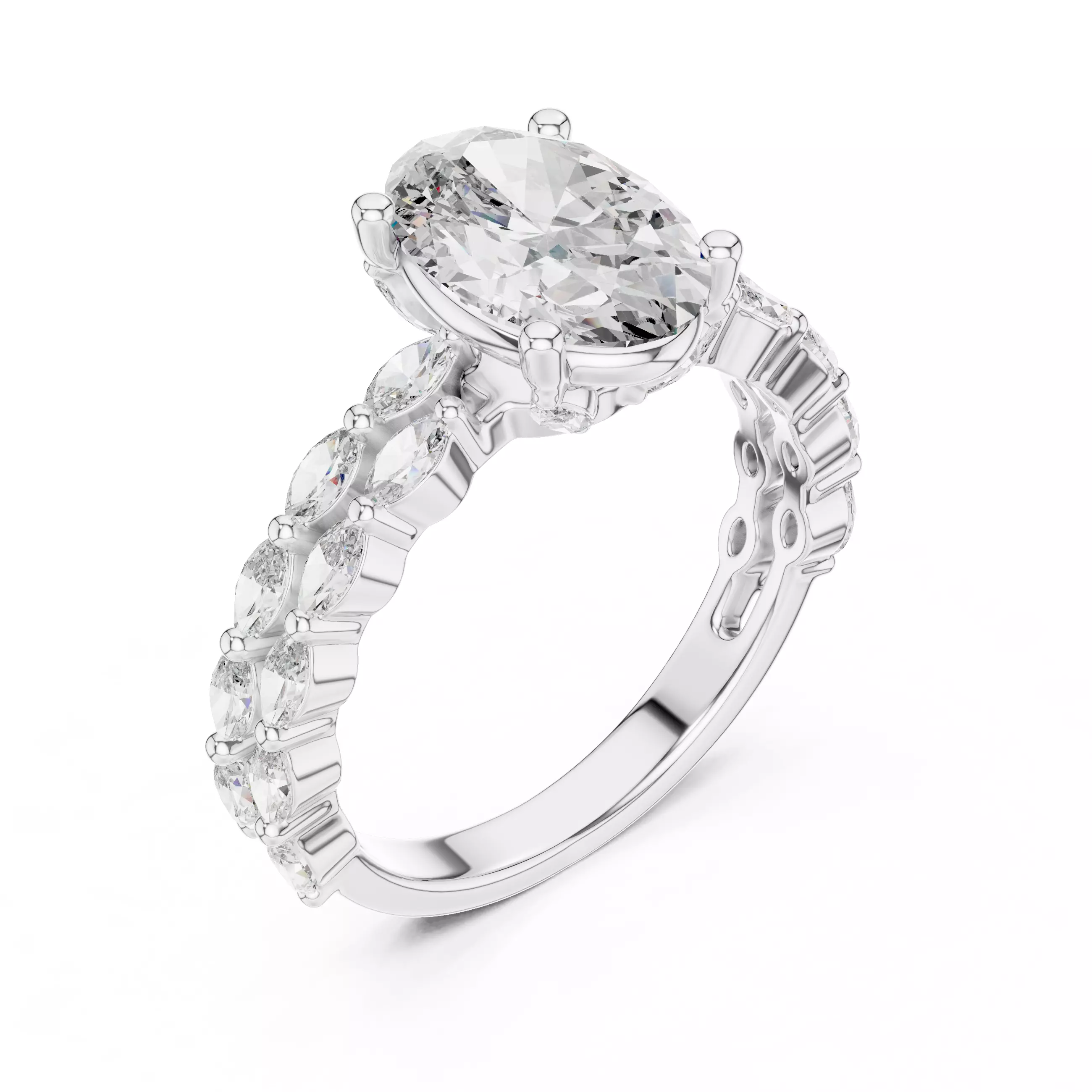 Oval Solitaire Ring 3dm stl renders animation videos details 3D print model_11